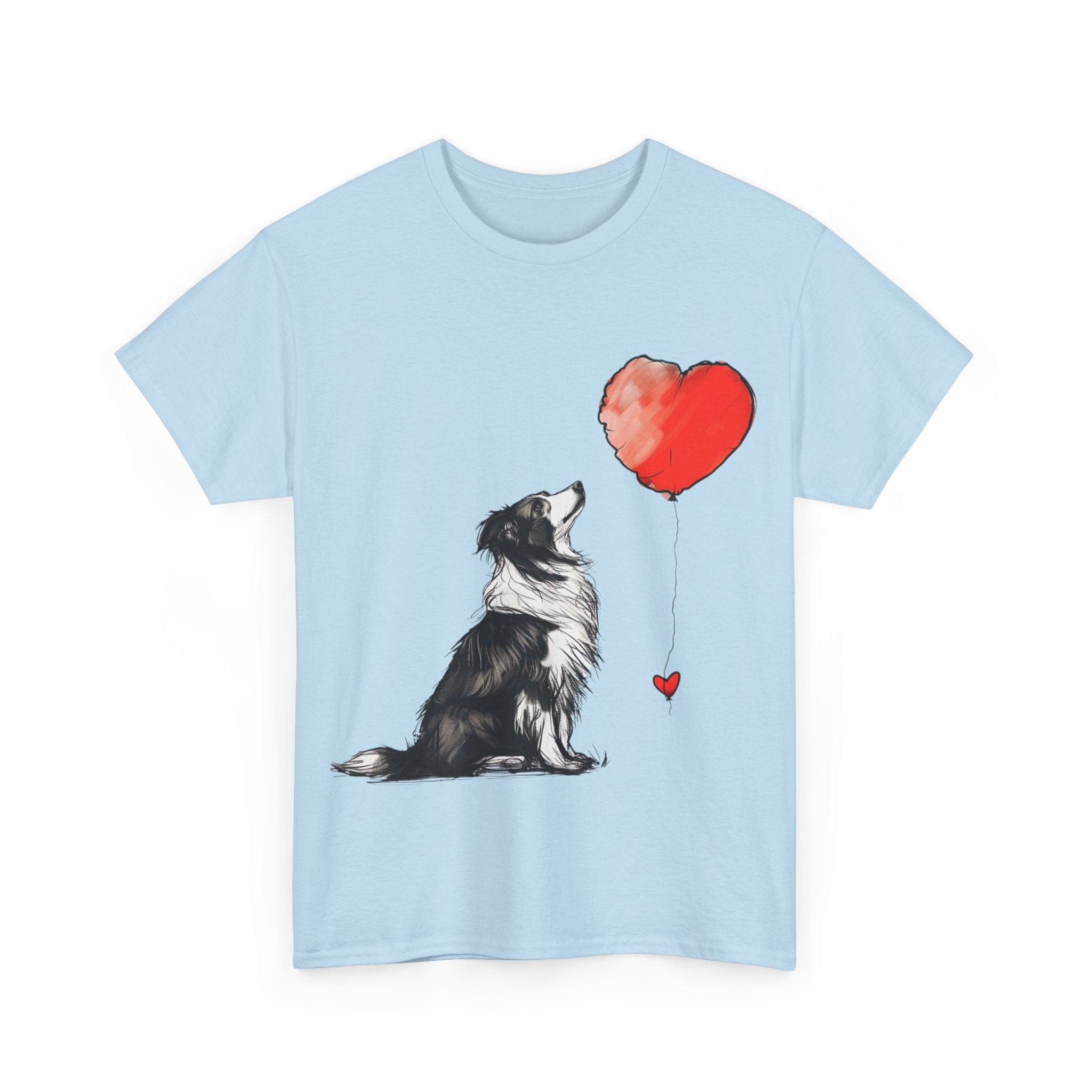 Printify T-Shirt Adorable Border Collie with Heart Balloon T-Shirt – Perfect for Dog Lovers