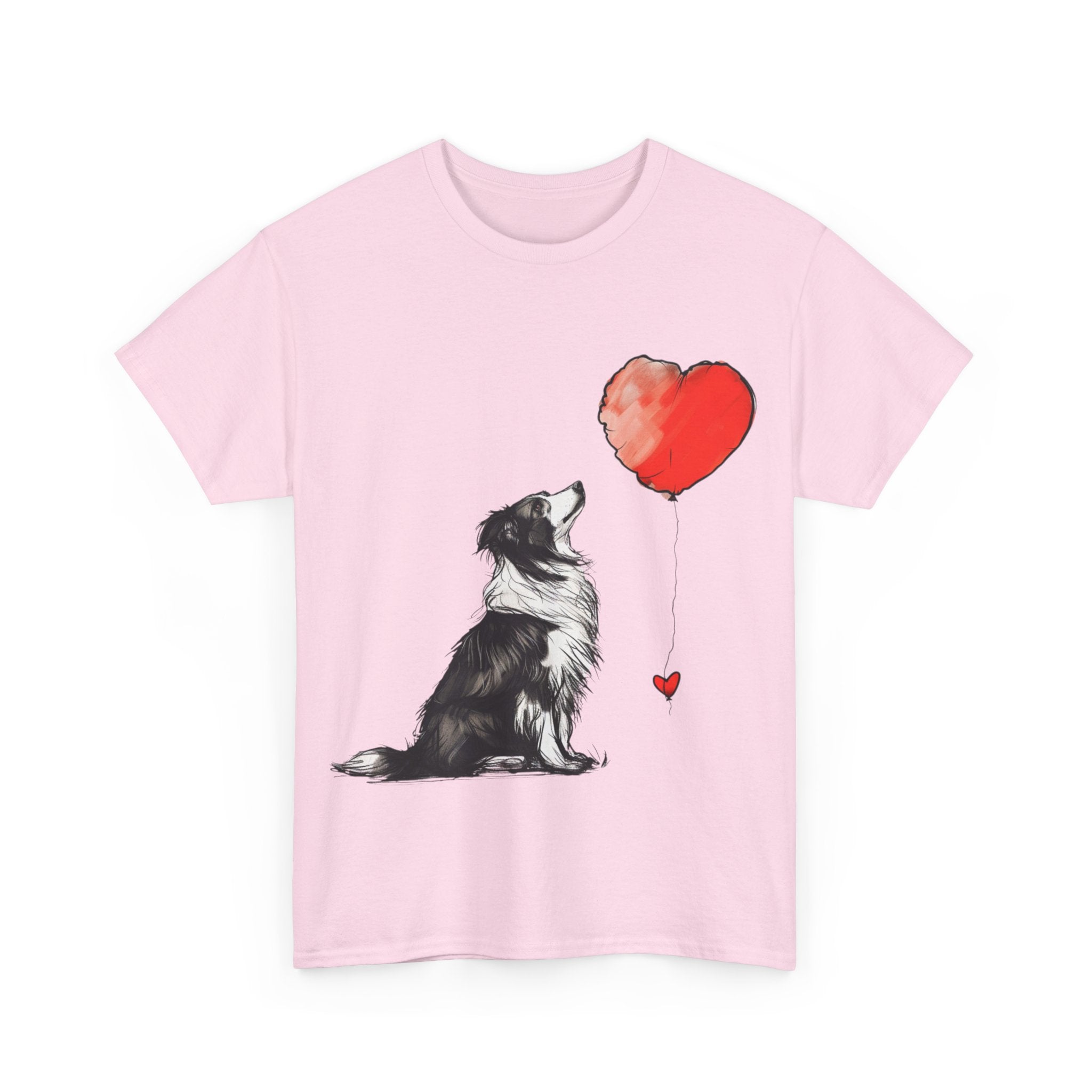 Printify T-Shirt Adorable Border Collie with Heart Balloon T-Shirt – Perfect for Dog Lovers