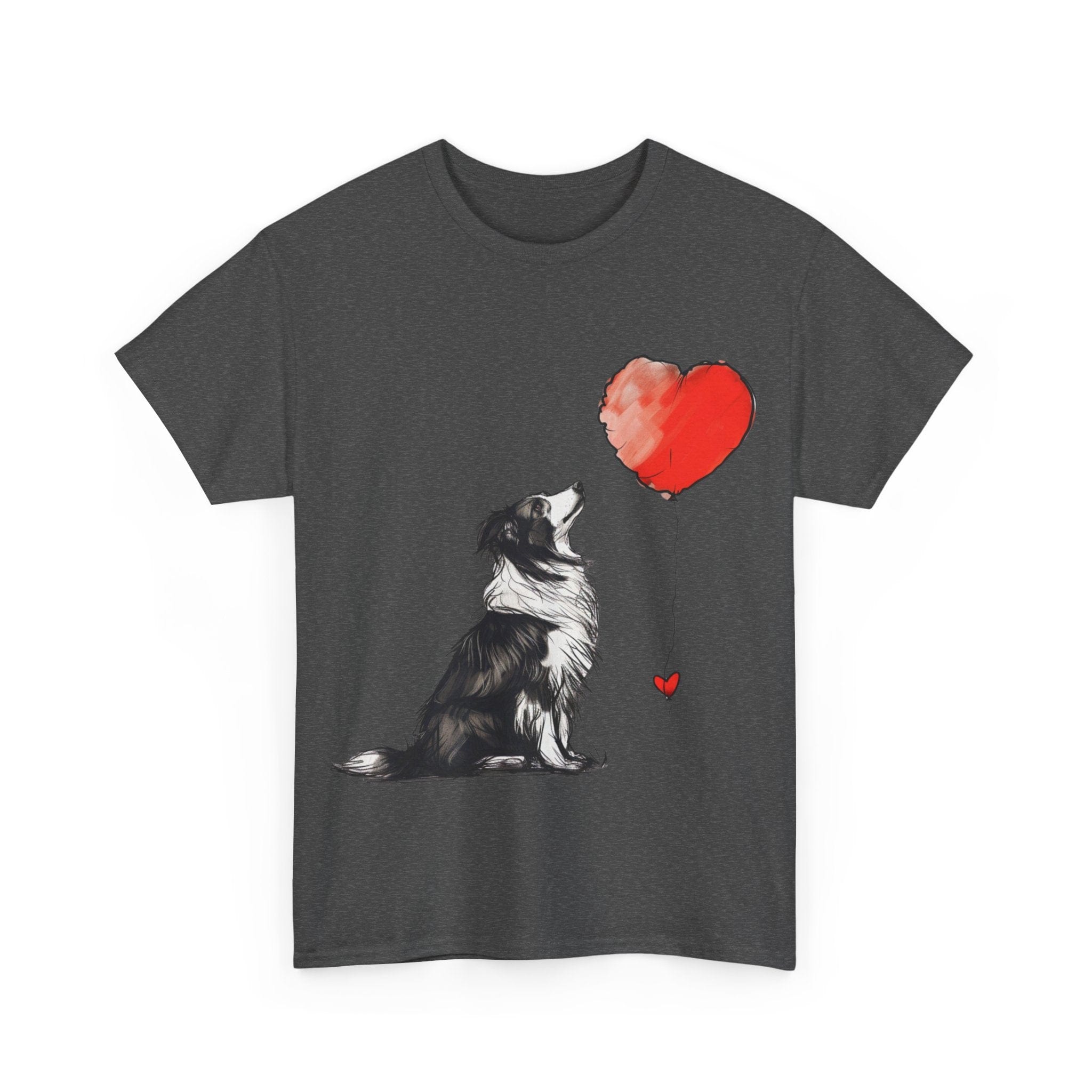 Printify T-Shirt Adorable Border Collie with Heart Balloon T-Shirt – Perfect for Dog Lovers