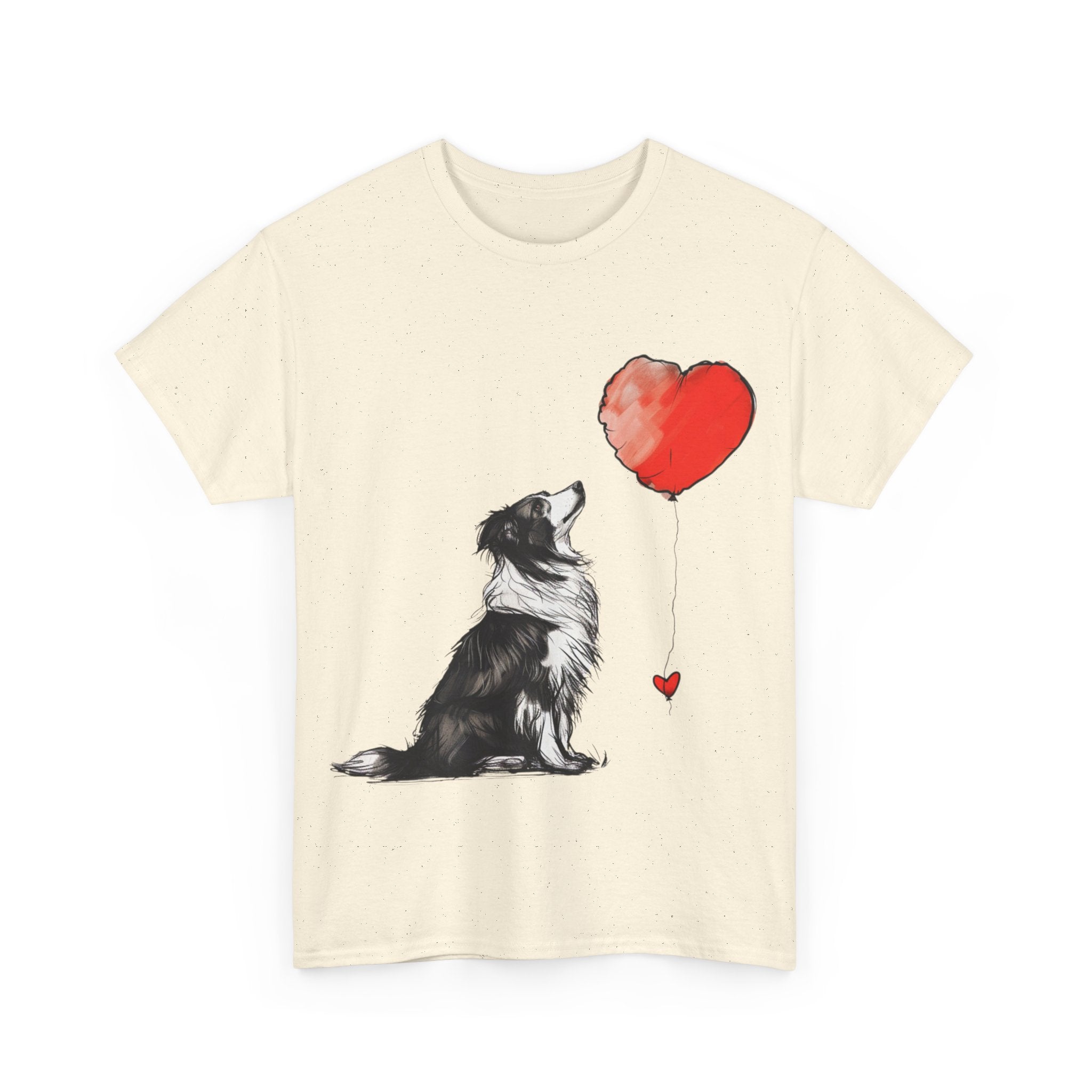 Printify T-Shirt Adorable Border Collie with Heart Balloon T-Shirt – Perfect for Dog Lovers