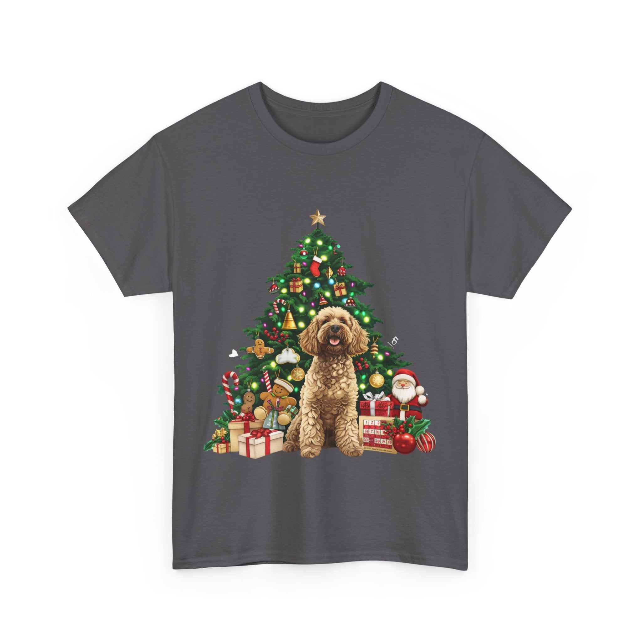 Printify T-Shirt Adorable Cockapoo with Christmas Tree and Gifts – Festive Holiday Dog Art