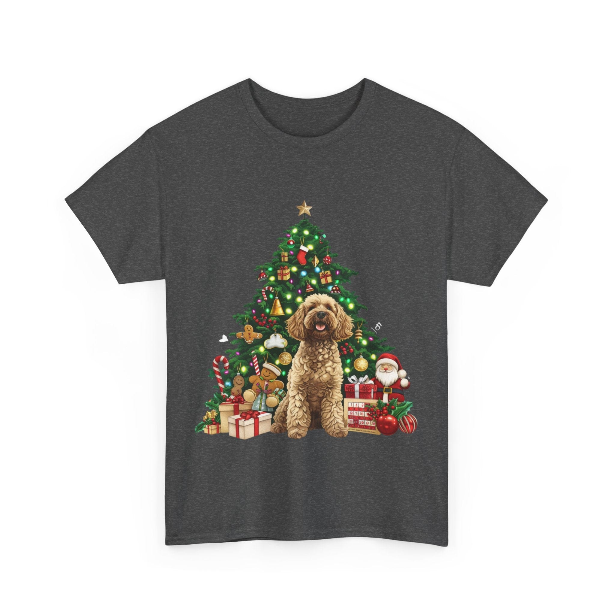 Printify T-Shirt Adorable Cockapoo with Christmas Tree and Gifts – Festive Holiday Dog Art