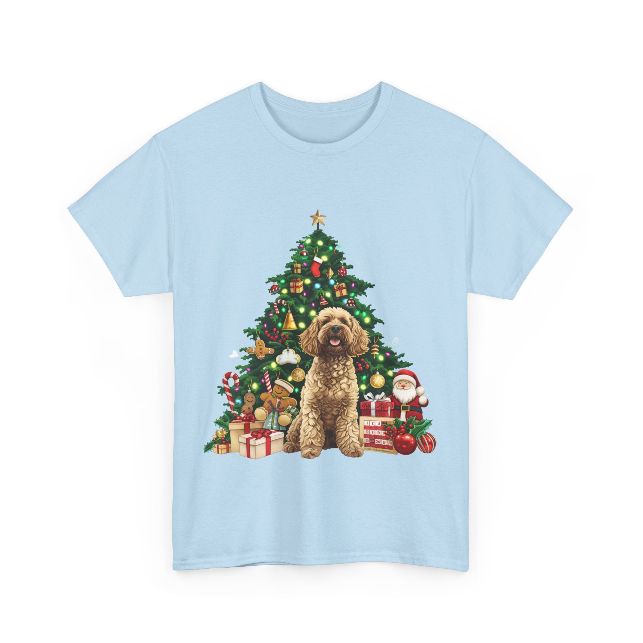 Printify T-Shirt Adorable Cockapoo with Christmas Tree and Gifts – Festive Holiday Dog Art