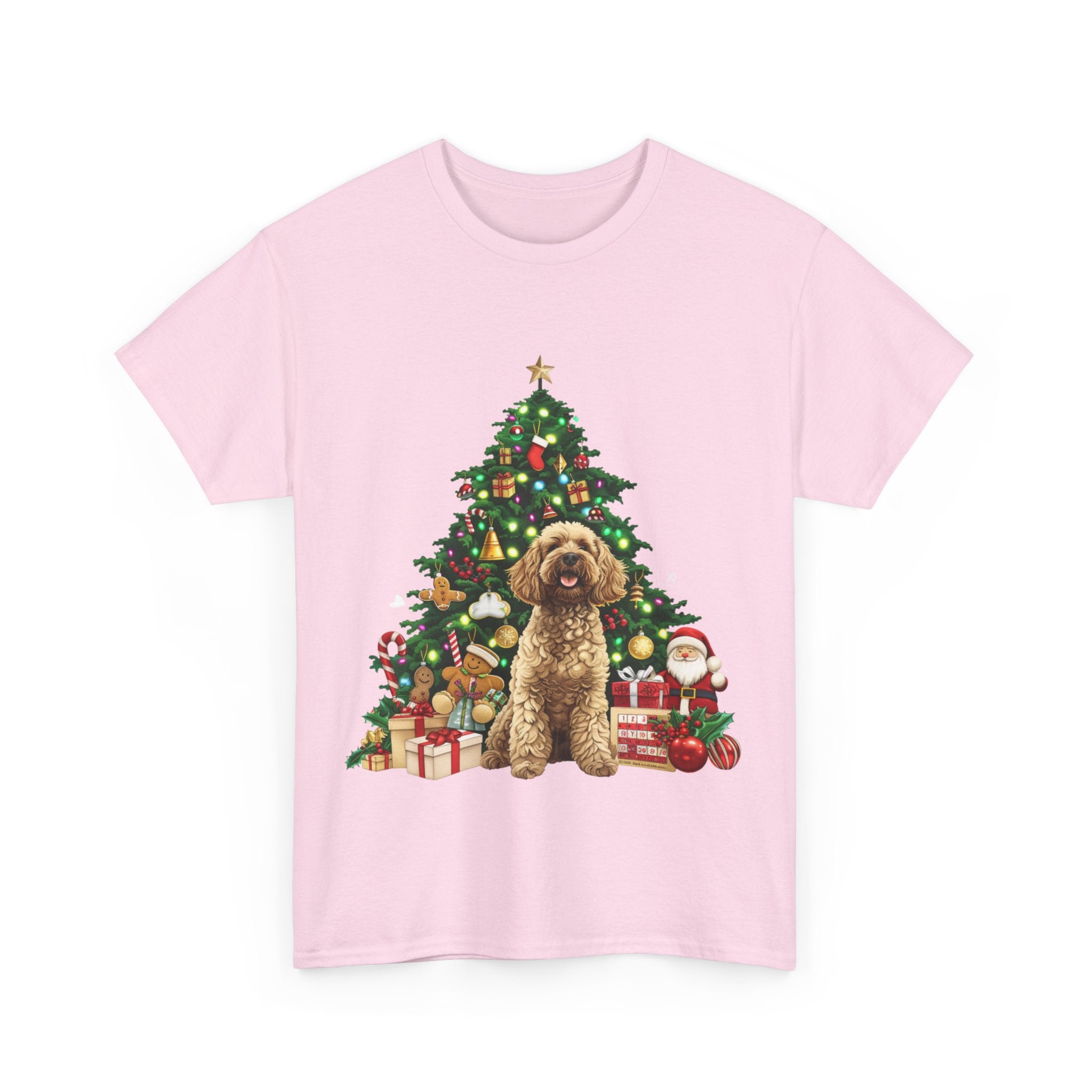 Printify T-Shirt Adorable Cockapoo with Christmas Tree and Gifts – Festive Holiday Dog Art