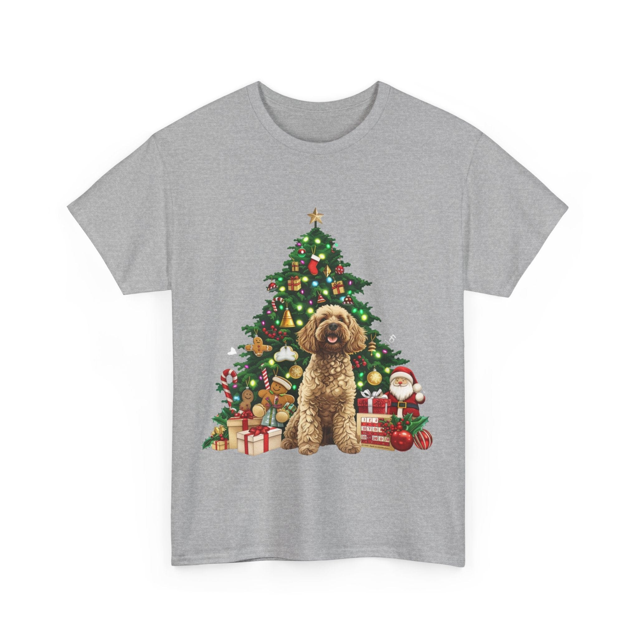 Printify T-Shirt Adorable Cockapoo with Christmas Tree and Gifts – Festive Holiday Dog Art