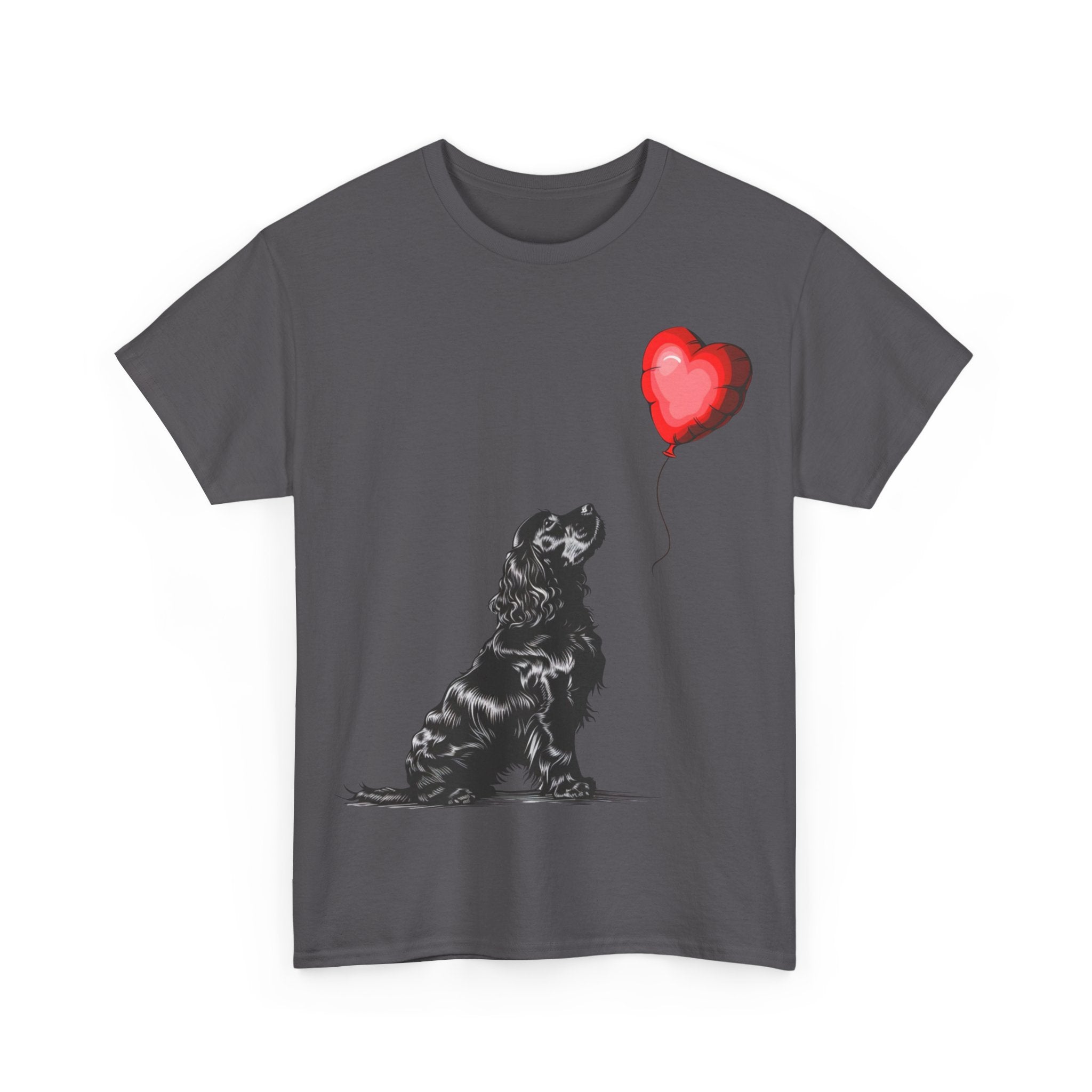 Printify T-Shirt Adorable Cocker Spaniel with Heart Balloon T-Shirt – Perfect for Dog Lovers