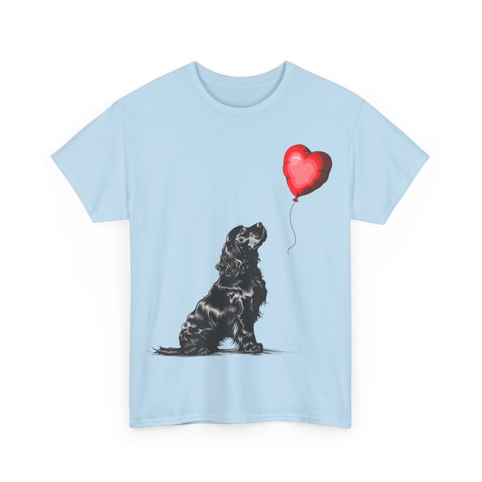 Printify T-Shirt Adorable Cocker Spaniel with Heart Balloon T-Shirt – Perfect for Dog Lovers