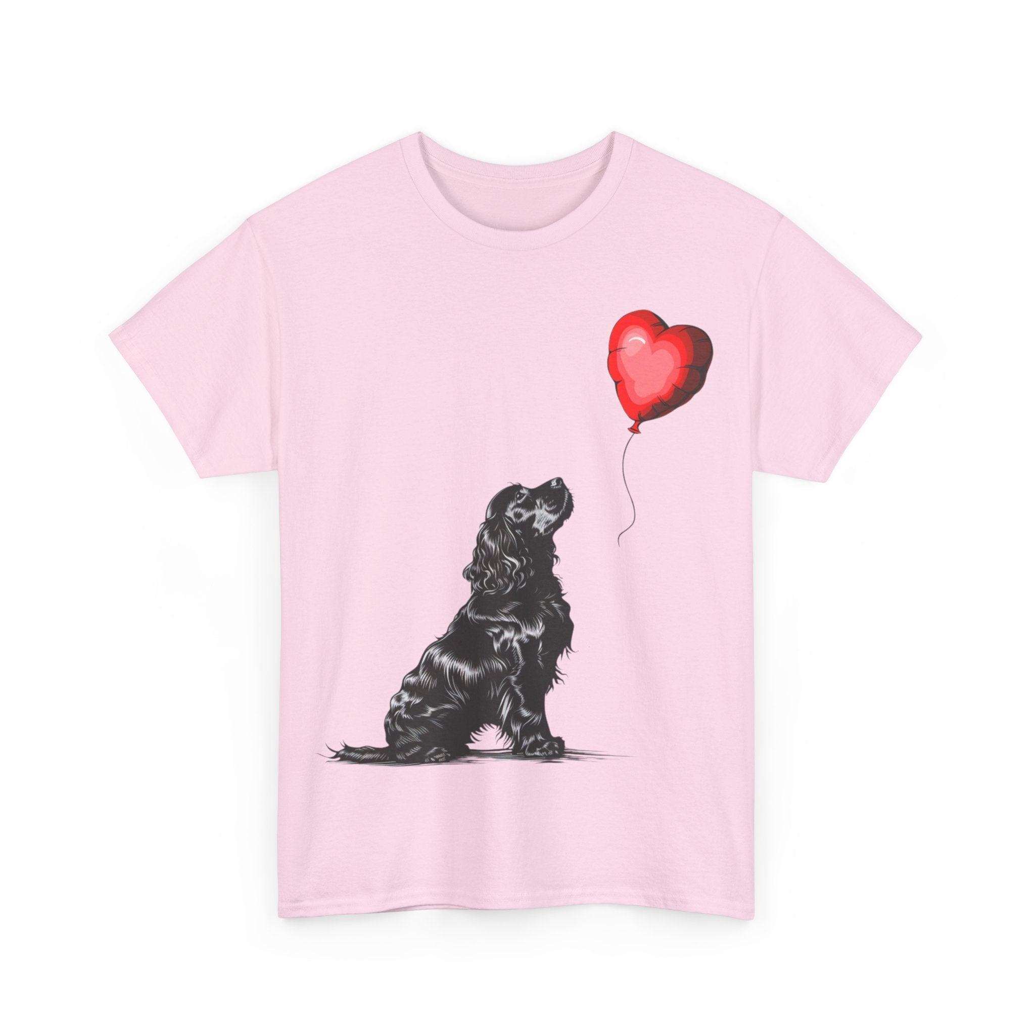 Printify T-Shirt Adorable Cocker Spaniel with Heart Balloon T-Shirt – Perfect for Dog Lovers