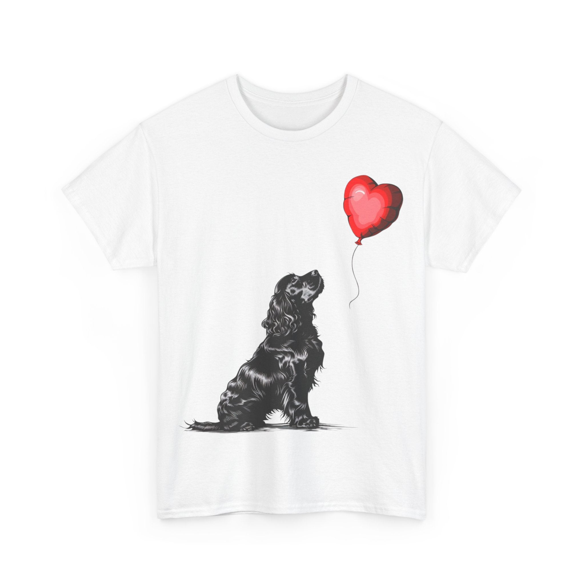 Printify T-Shirt Adorable Cocker Spaniel with Heart Balloon T-Shirt – Perfect for Dog Lovers