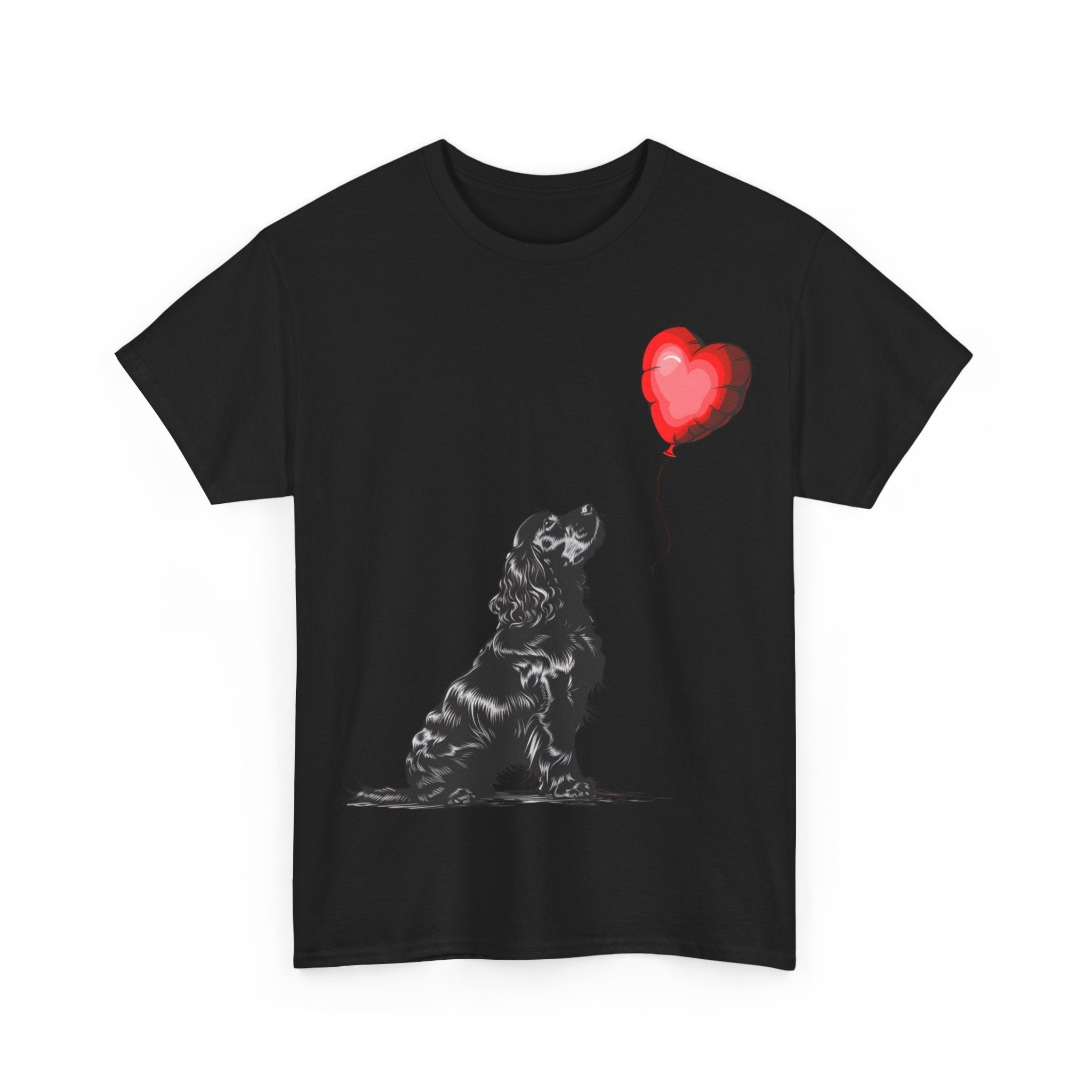 Printify T-Shirt Adorable Cocker Spaniel with Heart Balloon T-Shirt – Perfect for Dog Lovers