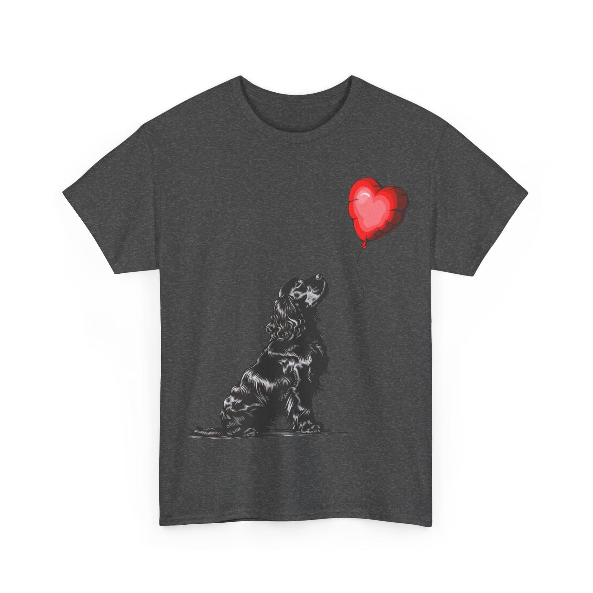 Printify T-Shirt Adorable Cocker Spaniel with Heart Balloon T-Shirt – Perfect for Dog Lovers