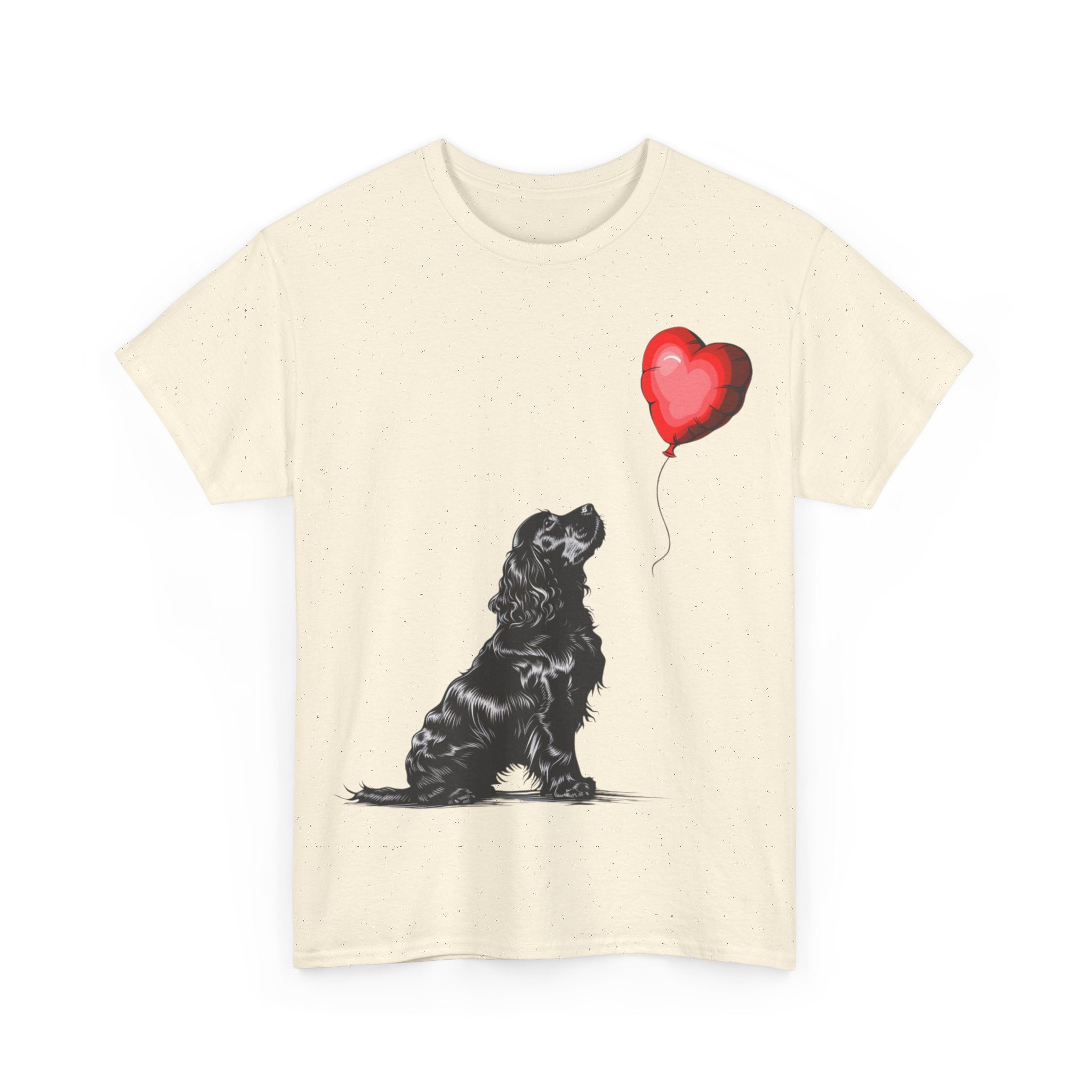 Printify T-Shirt Adorable Cocker Spaniel with Heart Balloon T-Shirt – Perfect for Dog Lovers