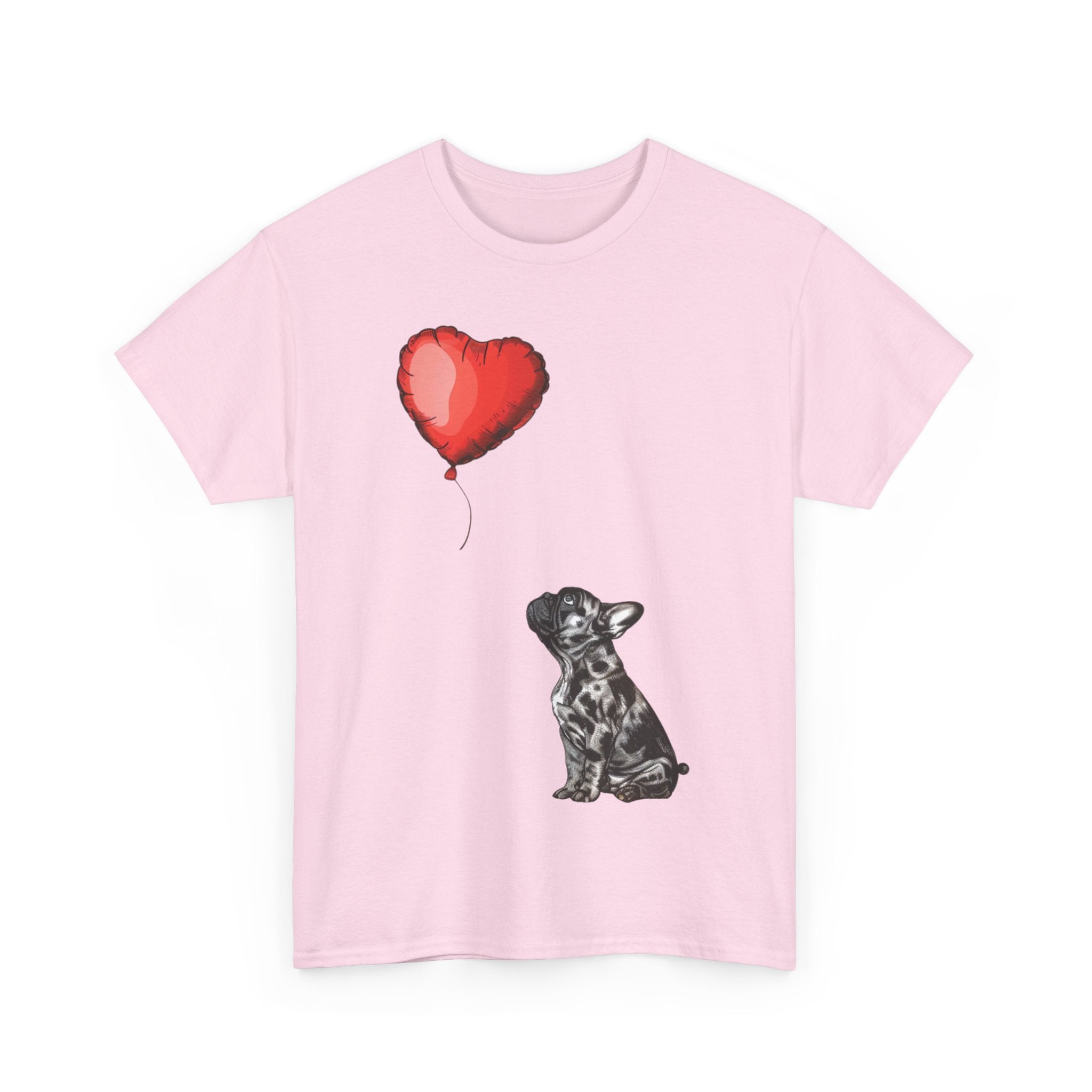 Printify T-Shirt Adorable French Bulldog with Heart Balloon T-Shirt – Perfect for Dog Lovers