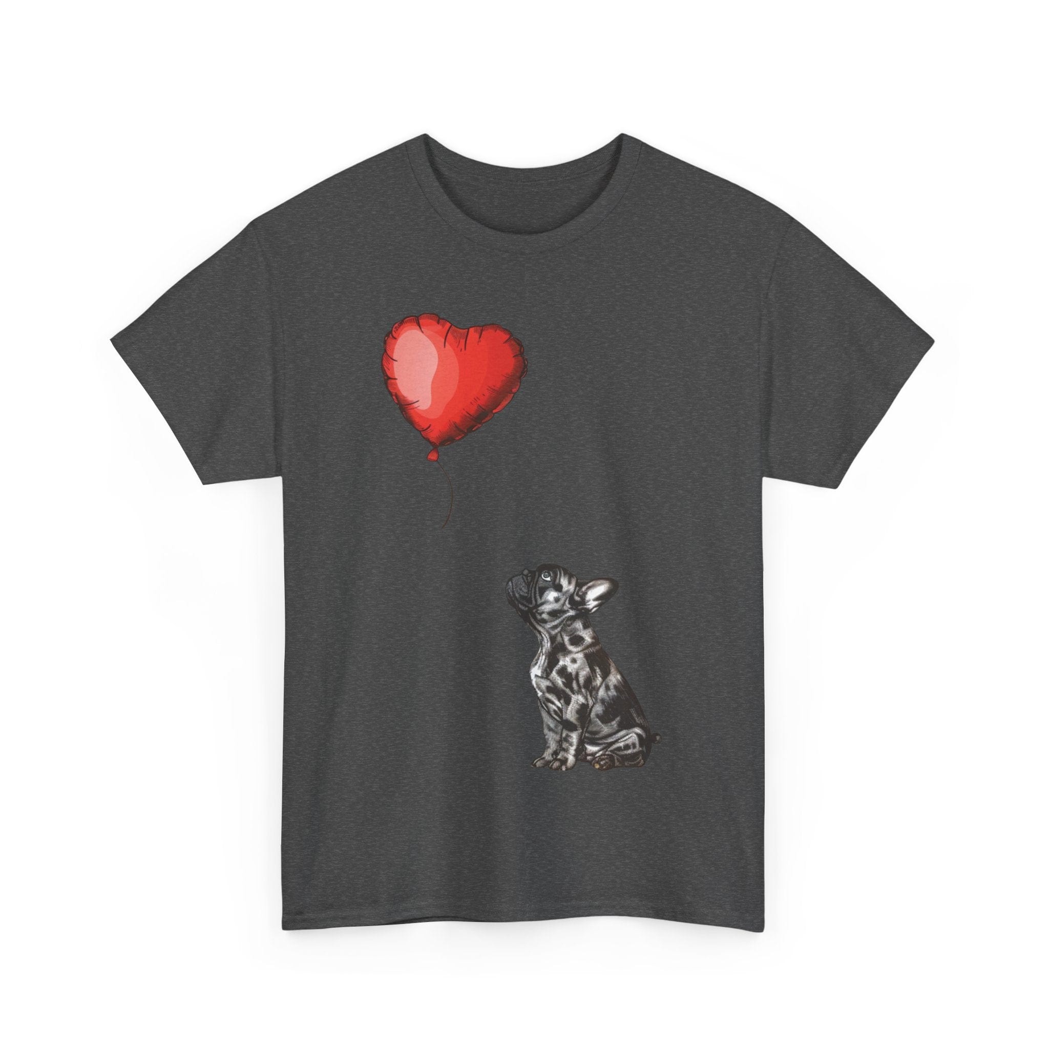 Printify T-Shirt Adorable French Bulldog with Heart Balloon T-Shirt – Perfect for Dog Lovers