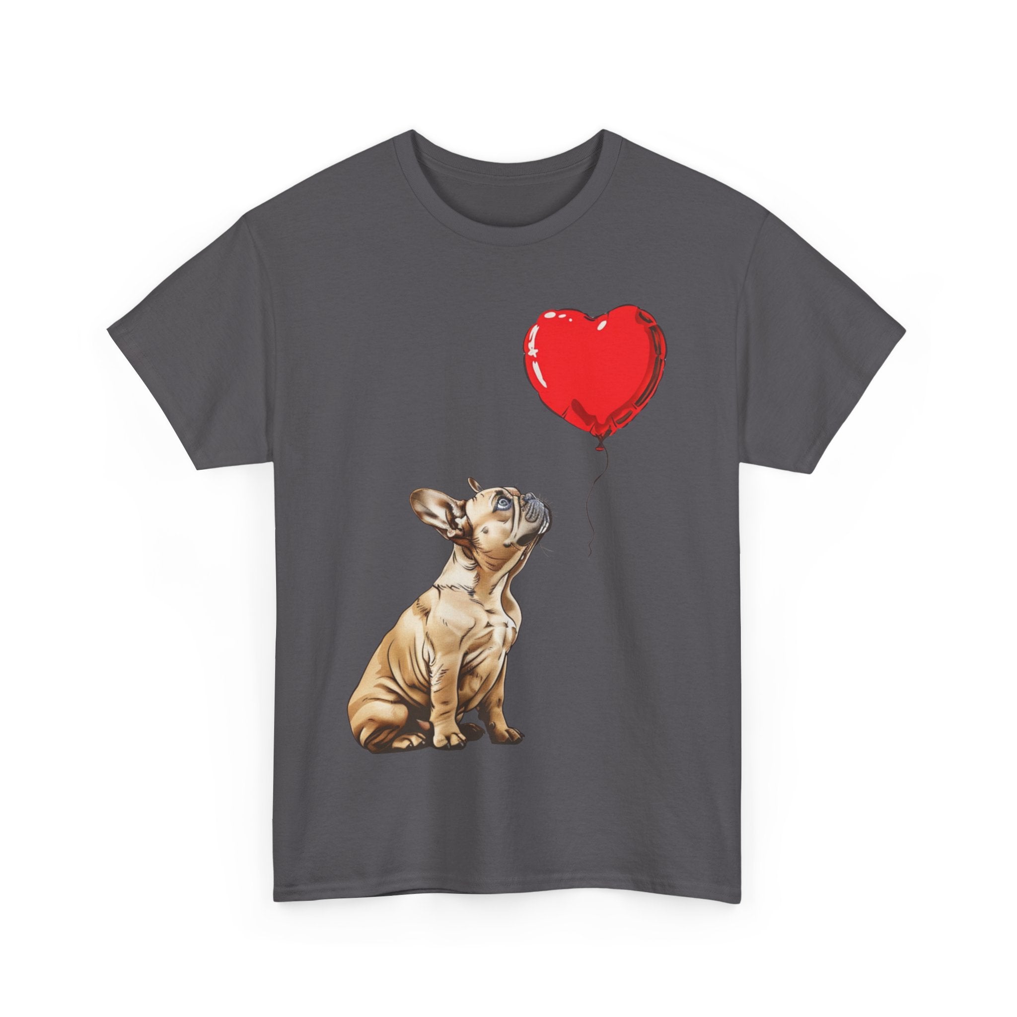 Printify T-Shirt Adorable French Bulldog with Heart Balloon T-Shirt – Perfect for Dog Lovers