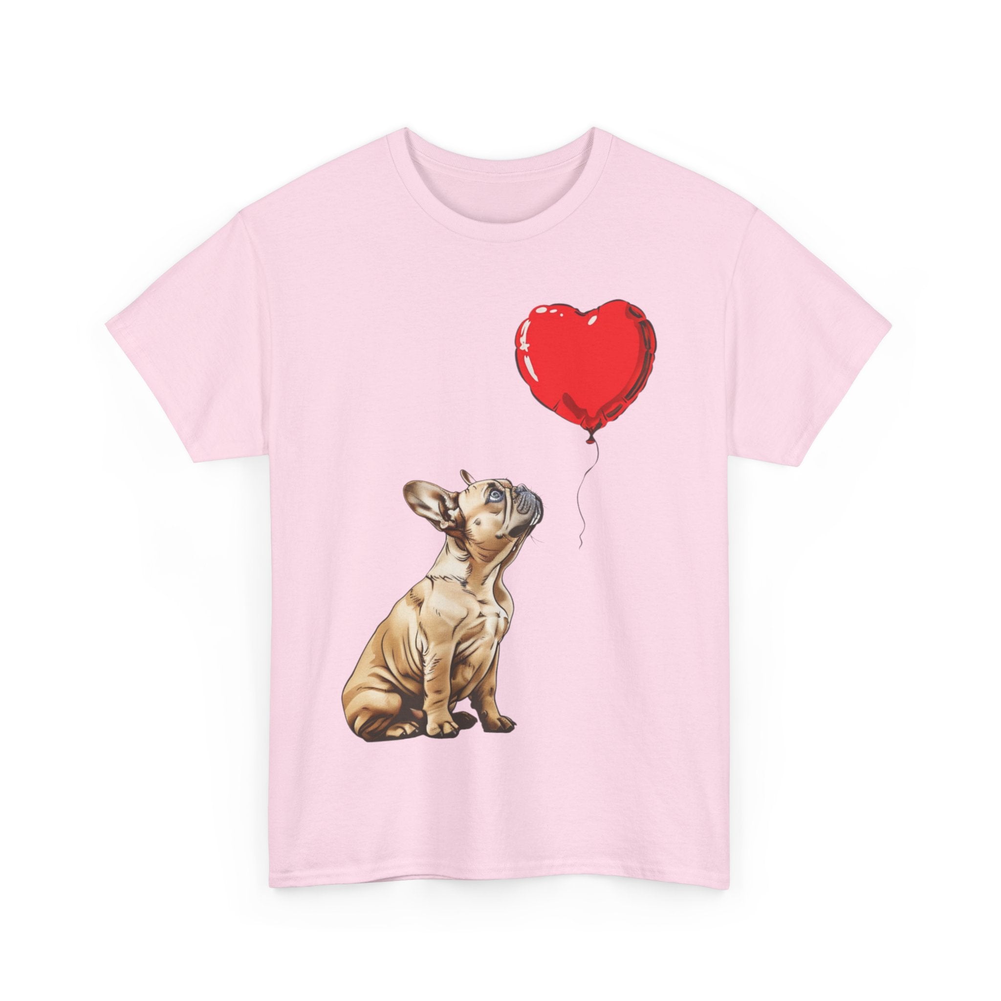 Printify T-Shirt Adorable French Bulldog with Heart Balloon T-Shirt – Perfect for Dog Lovers