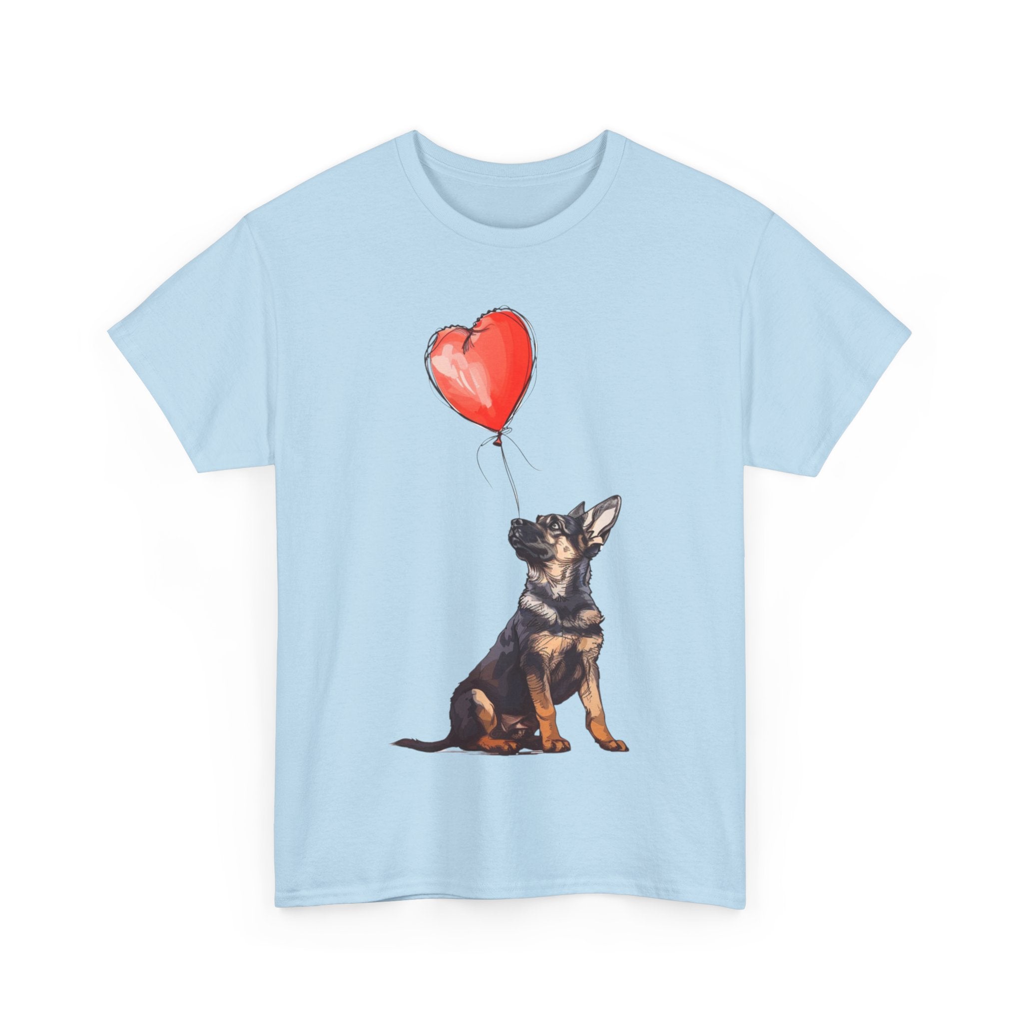 Printify T-Shirt Adorable German Shepherd with Heart Balloon T-Shirt – Perfect for Dog Lovers