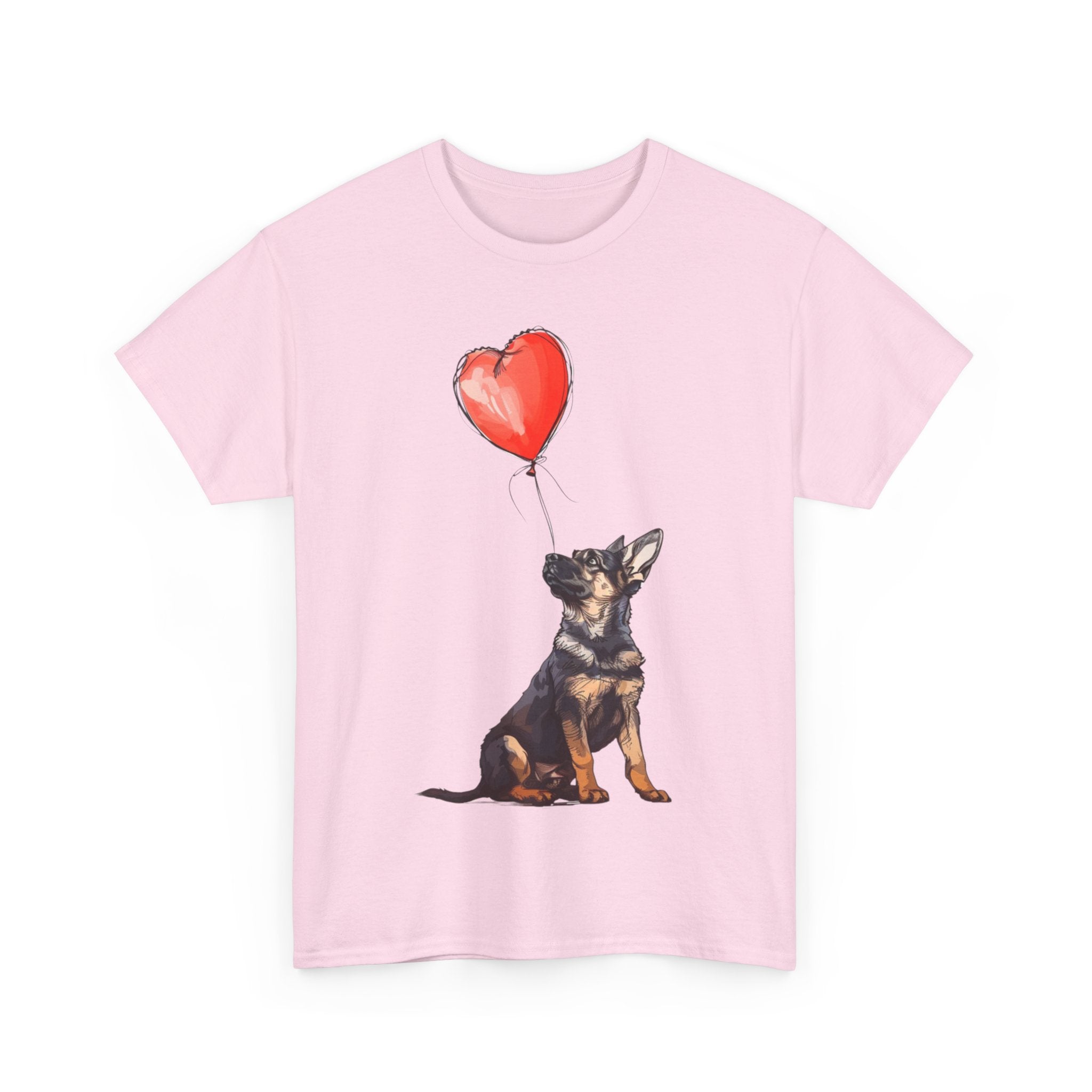 Printify T-Shirt Adorable German Shepherd with Heart Balloon T-Shirt – Perfect for Dog Lovers