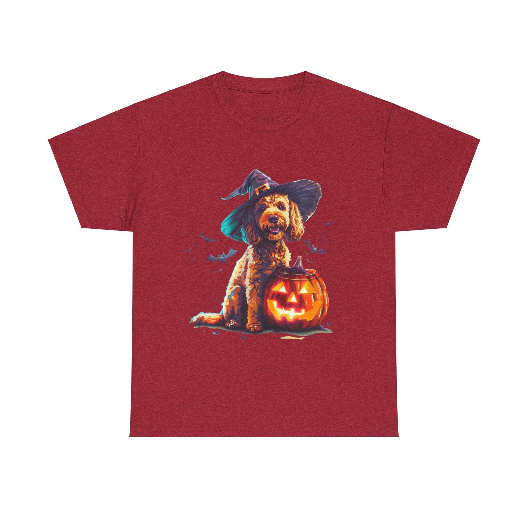 Printify T-Shirt Antique Cherry Red / S Cockapoo in Witch Hat Halloween Tee – Unisex Cotton Shirt