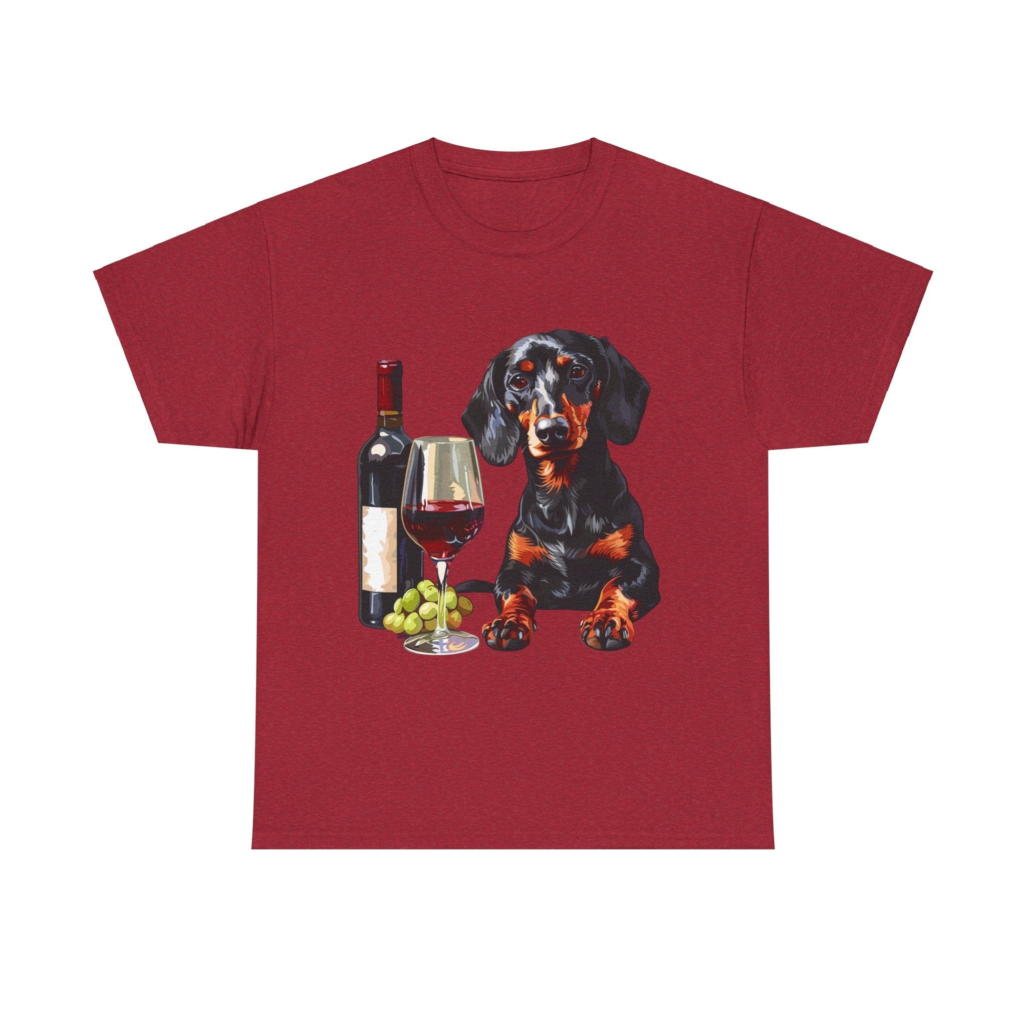 Printify T-Shirt Antique Cherry Red / S Dachshund Wine Lover Unisex Cotton Tee