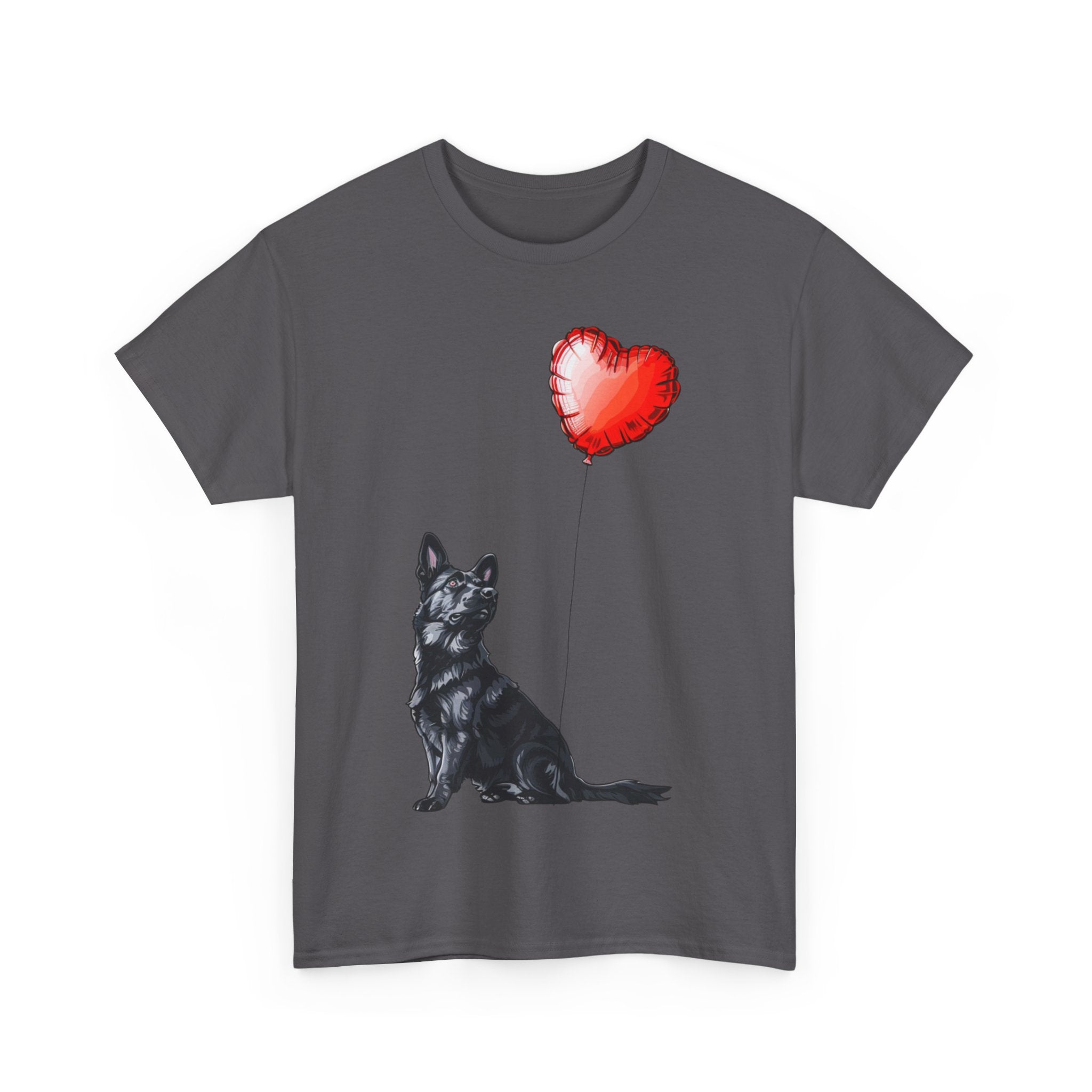 Printify T-Shirt Black German Shepherd Love Balloon T-Shirt – Loyal Dog Lover's Apparel with Heart Balloon Art