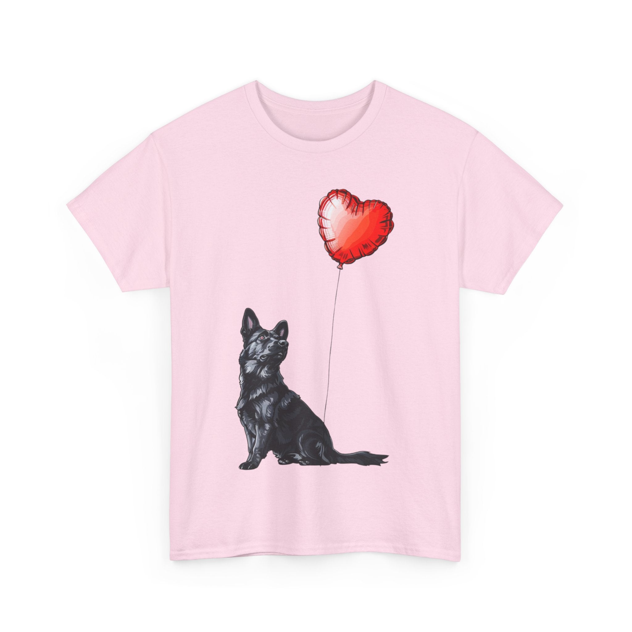 Printify T-Shirt Black German Shepherd Love Balloon T-Shirt – Loyal Dog Lover's Apparel with Heart Balloon Art