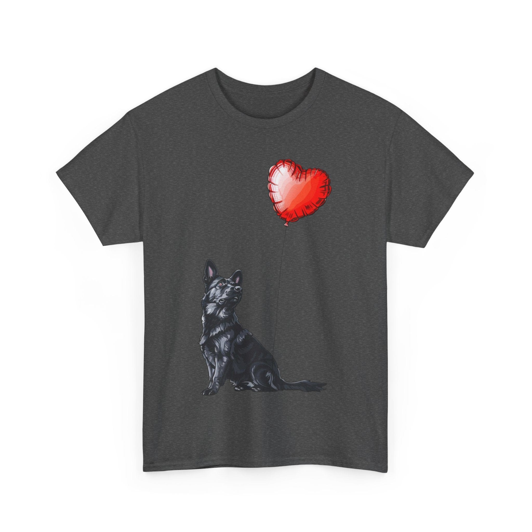 Printify T-Shirt Black German Shepherd Love Balloon T-Shirt – Loyal Dog Lover's Apparel with Heart Balloon Art