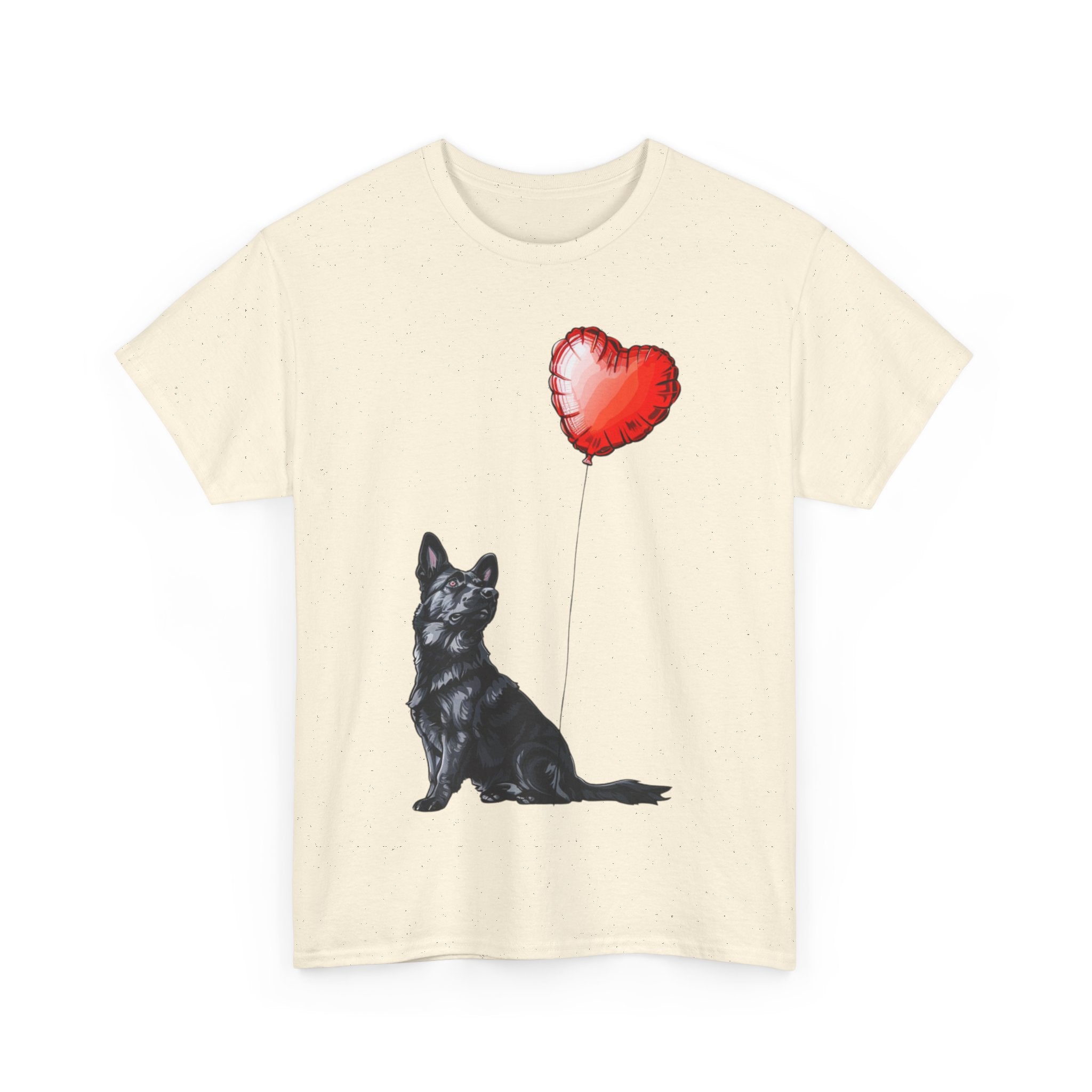 Printify T-Shirt Black German Shepherd Love Balloon T-Shirt – Loyal Dog Lover's Apparel with Heart Balloon Art