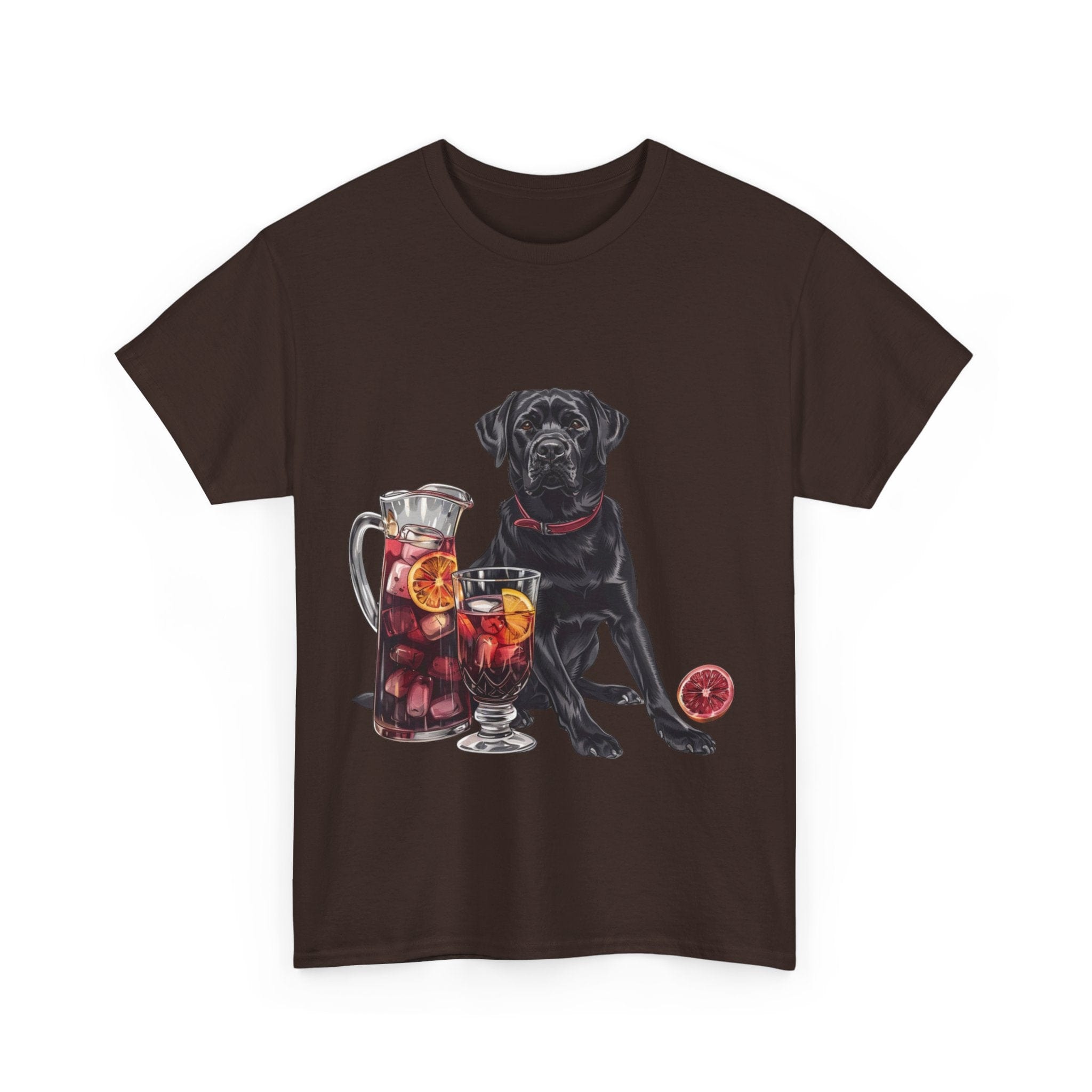 Printify T-Shirt Black Labrador & Sangria – A Classy Blend of Elegance and Flavor