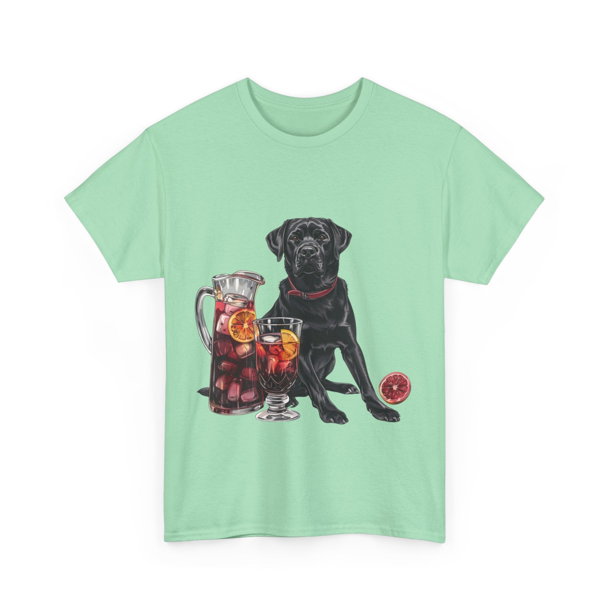 Printify T-Shirt Black Labrador & Sangria – A Classy Blend of Elegance and Flavor