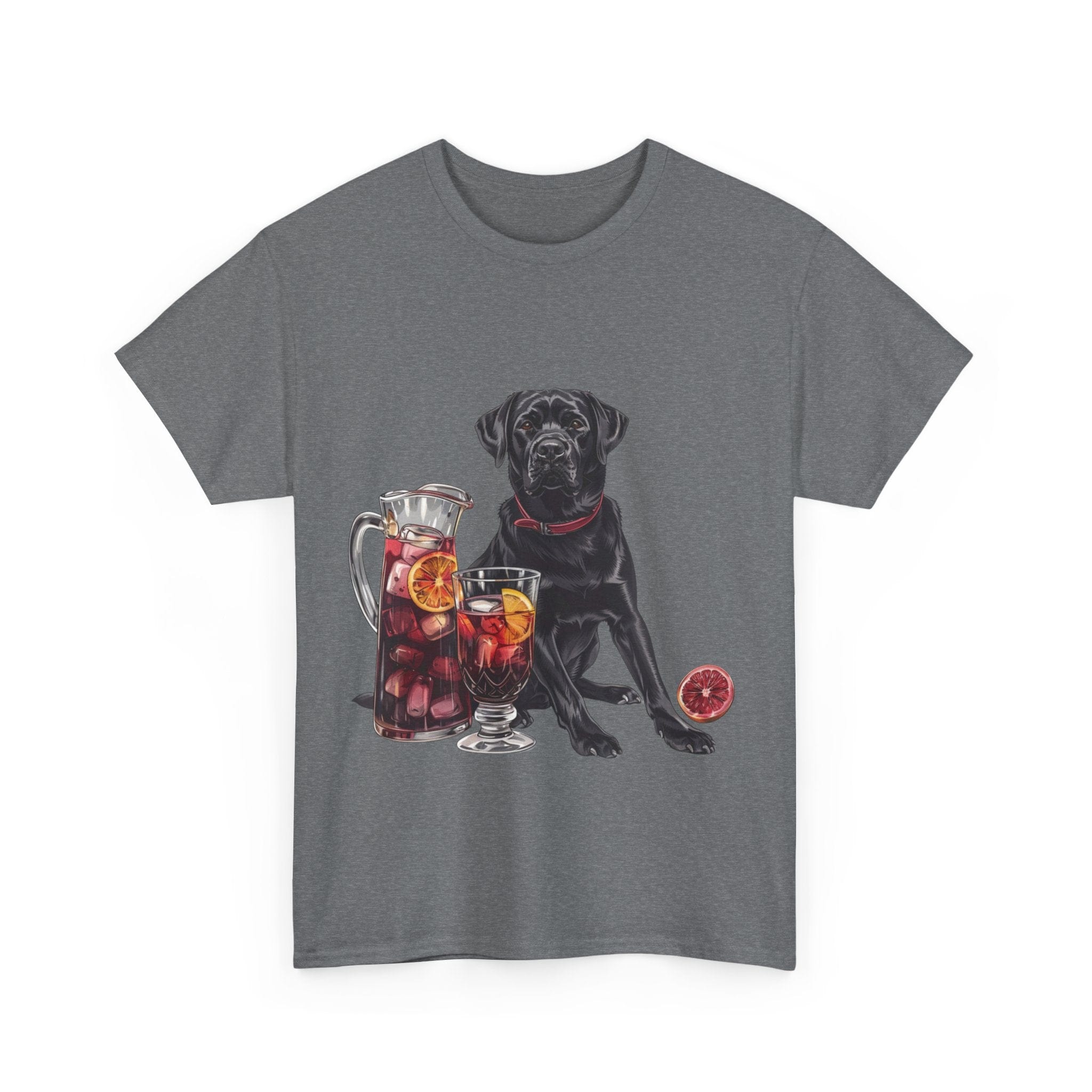 Printify T-Shirt Black Labrador & Sangria – A Classy Blend of Elegance and Flavor