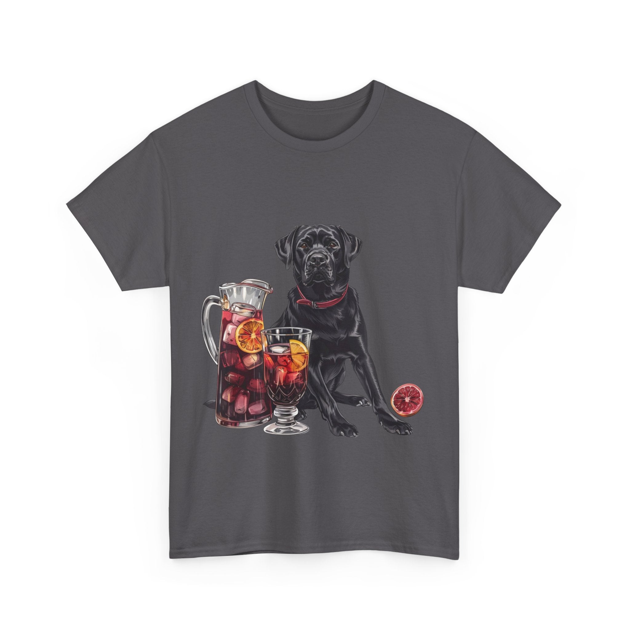 Printify T-Shirt Black Labrador & Sangria – A Classy Blend of Elegance and Flavor