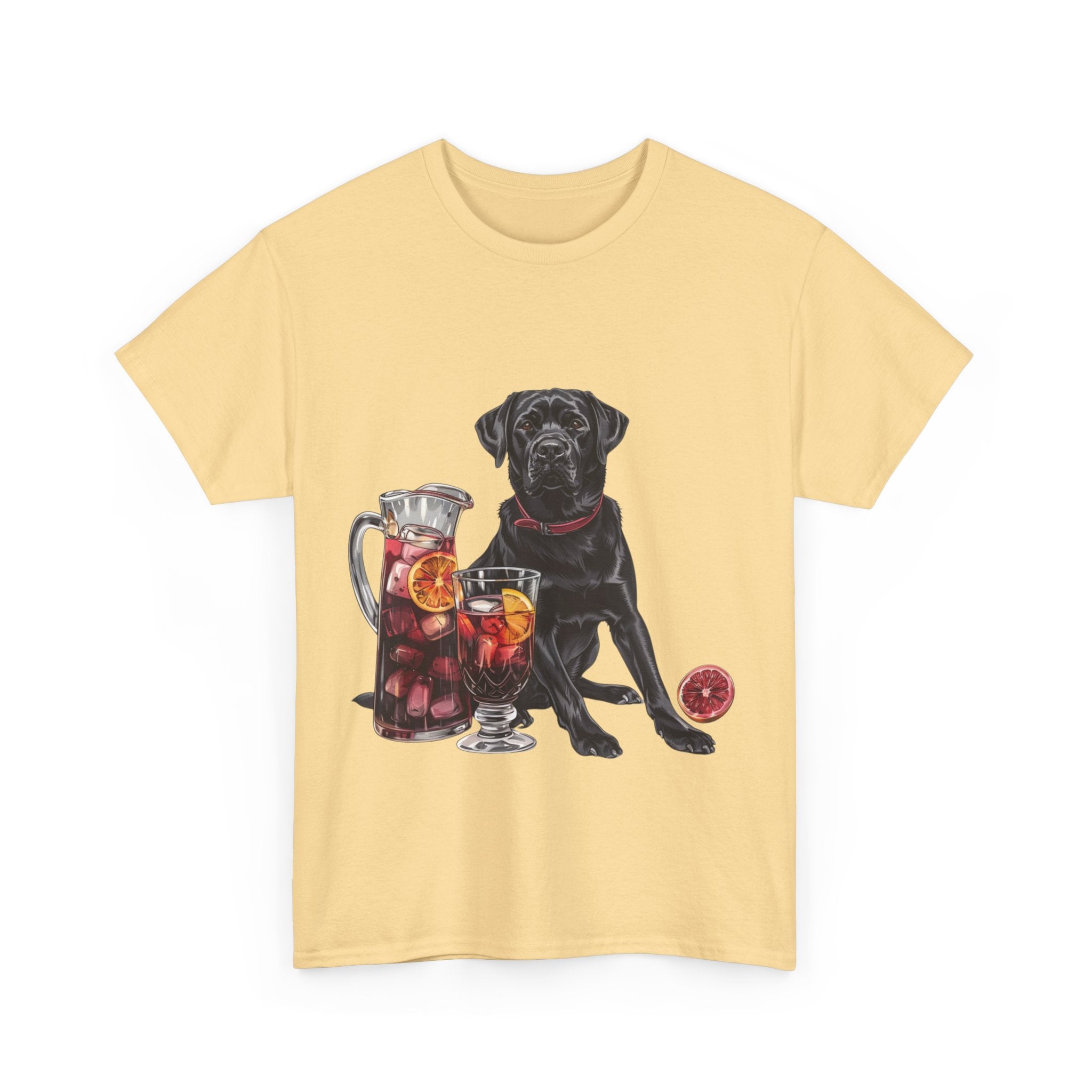 Printify T-Shirt Black Labrador & Sangria – A Classy Blend of Elegance and Flavor