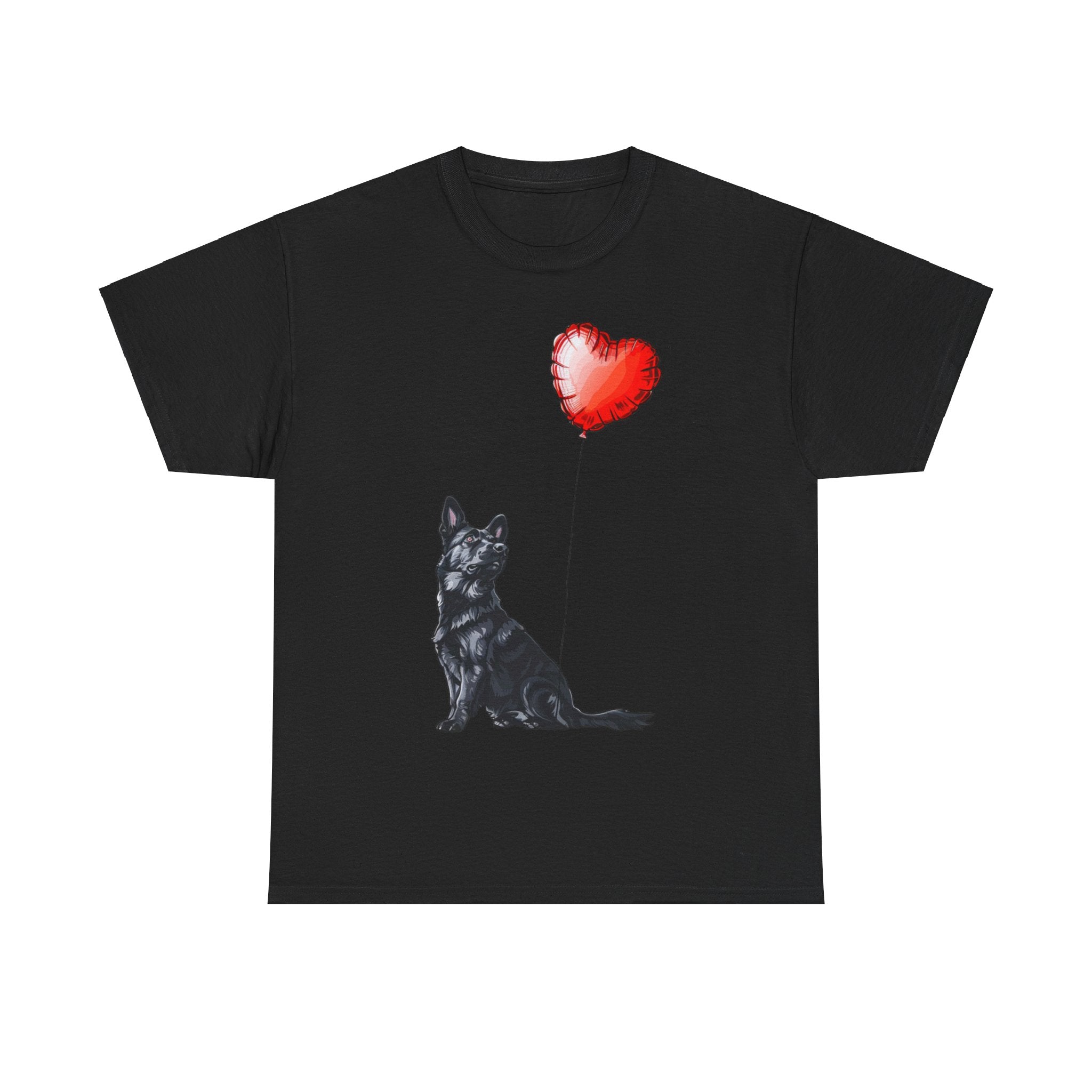 Printify T-Shirt Black / S Black German Shepherd Love Balloon T-Shirt – Loyal Dog Lover's Apparel with Heart Balloon Art