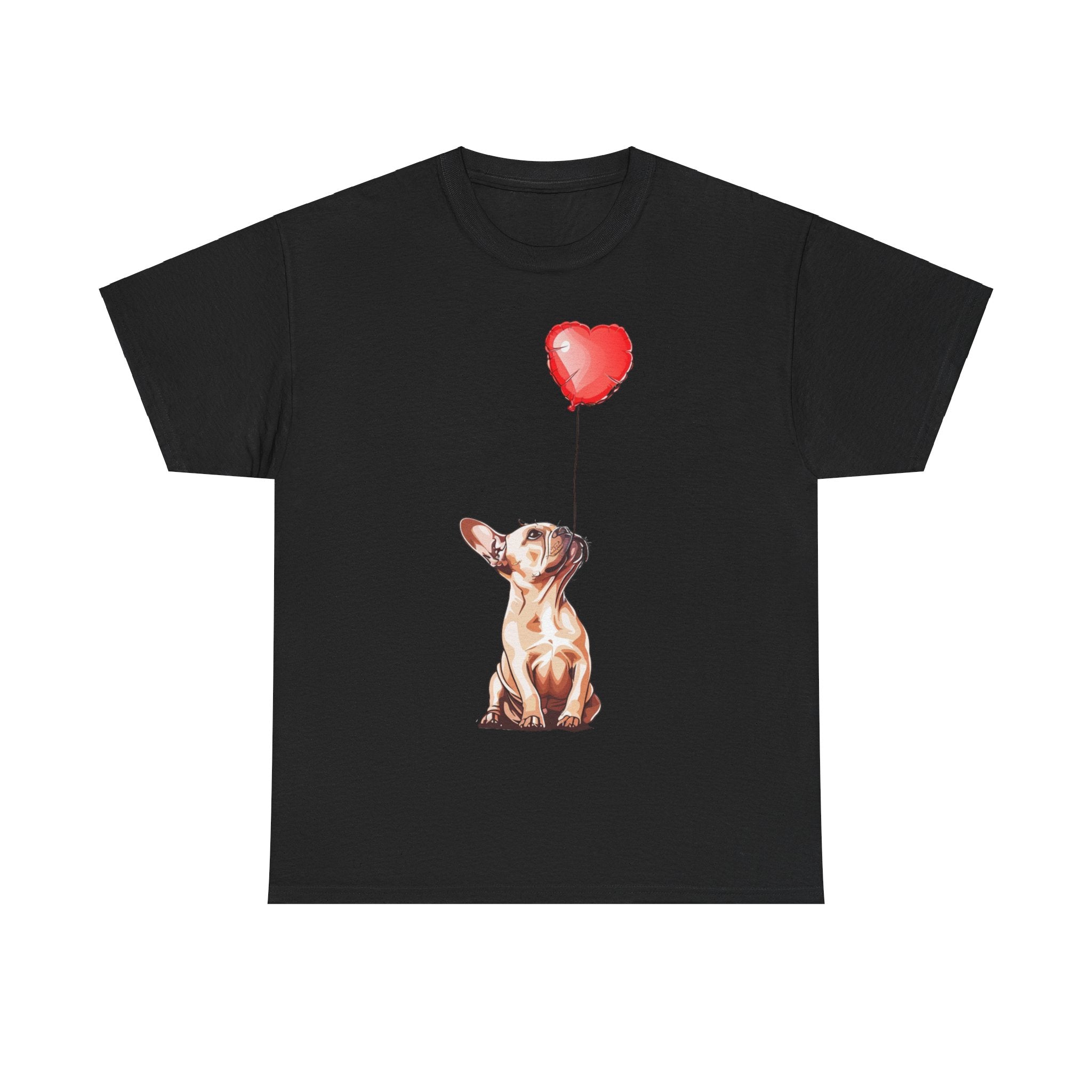 Printify T-Shirt Black / S Copy of French Bulldog Love Balloon T-Shirt – Adorable Dog Lover's Apparel with Heart Balloon Art