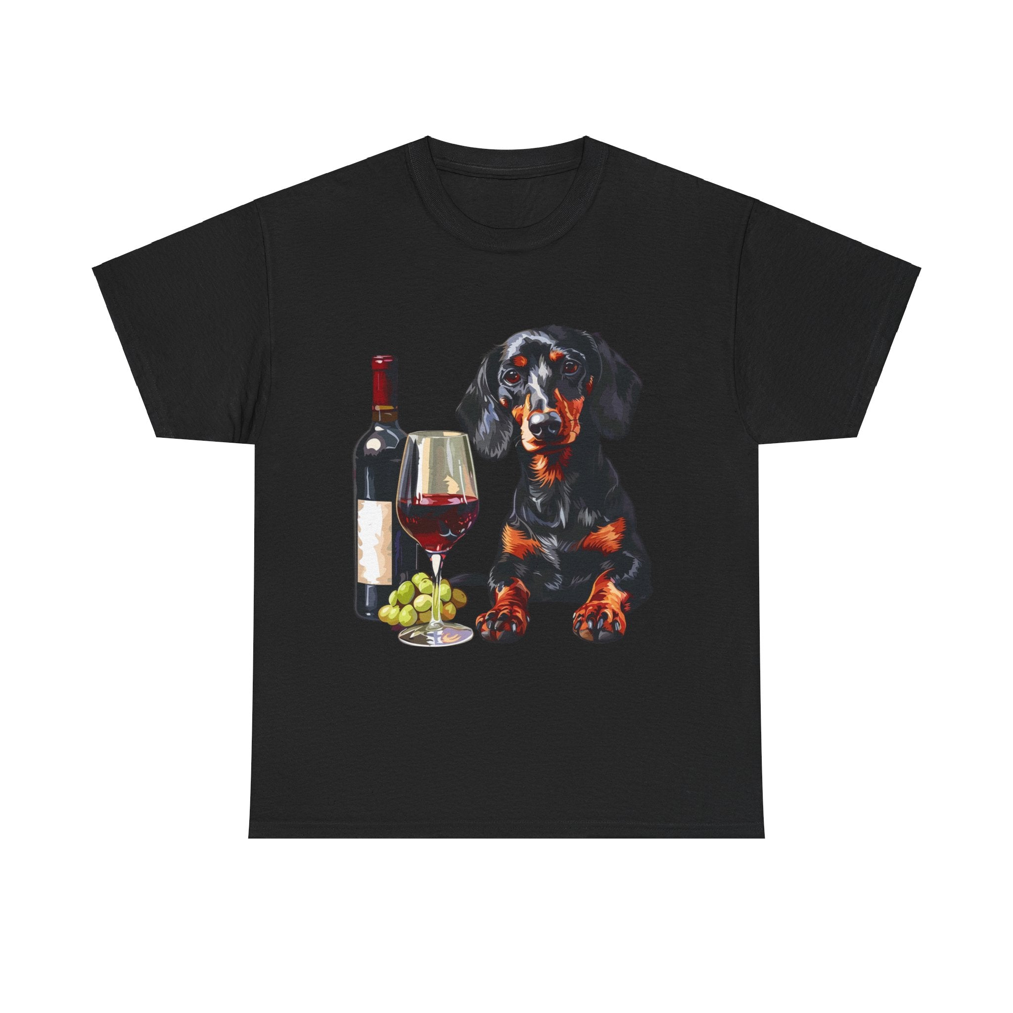 Printify T-Shirt Black / S Dachshund Wine Lover Unisex Cotton Tee