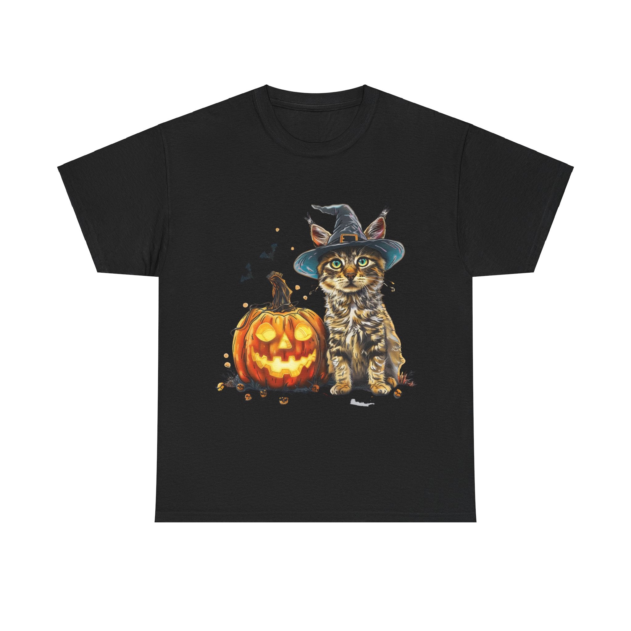 Printify T-Shirt Black / S Halloween Golden Retriever in Witch Hat Tee – Unisex Cotton Shirt