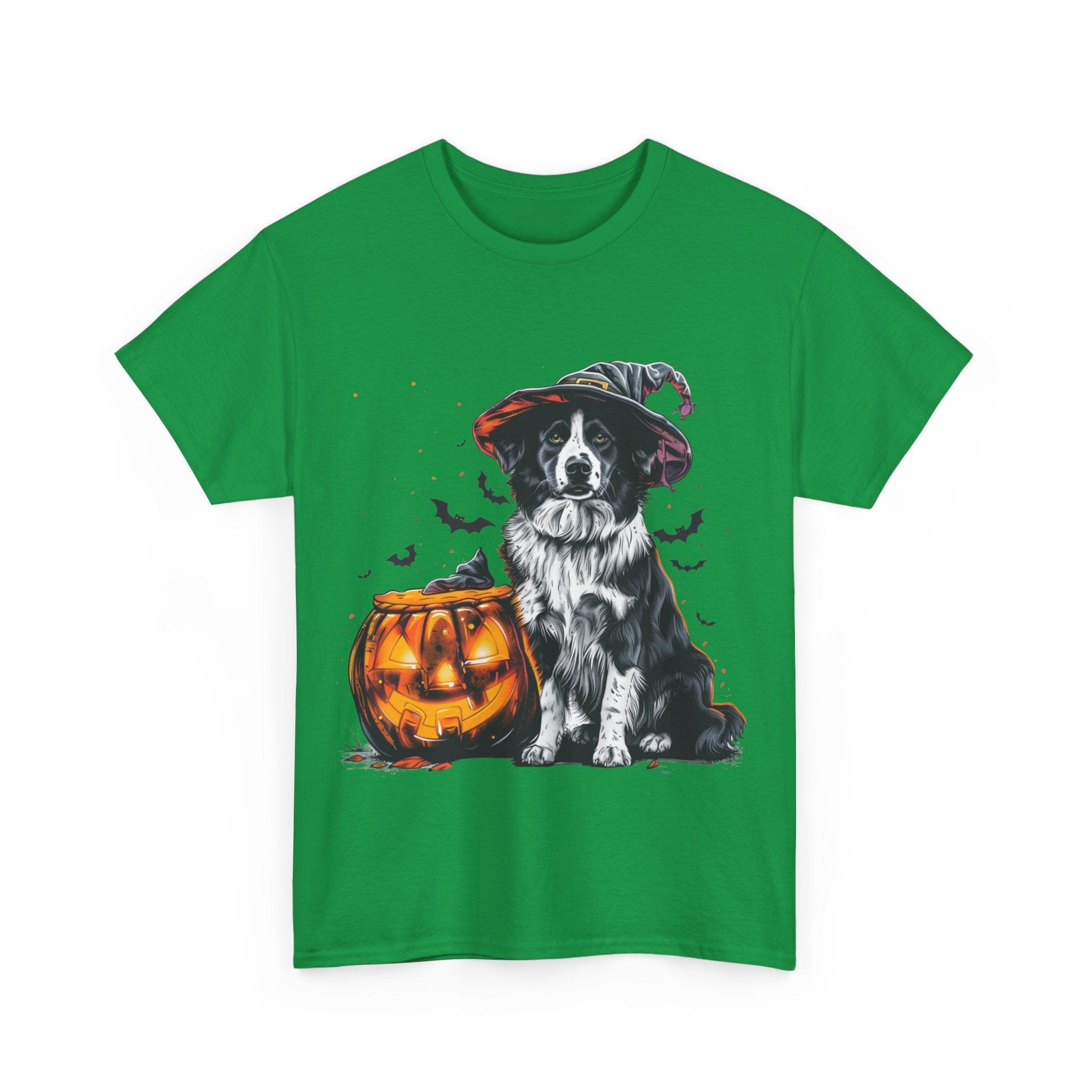 Printify T-Shirt Border Collie Halloween Witch Hat Tee – Unisex Cotton Shirt