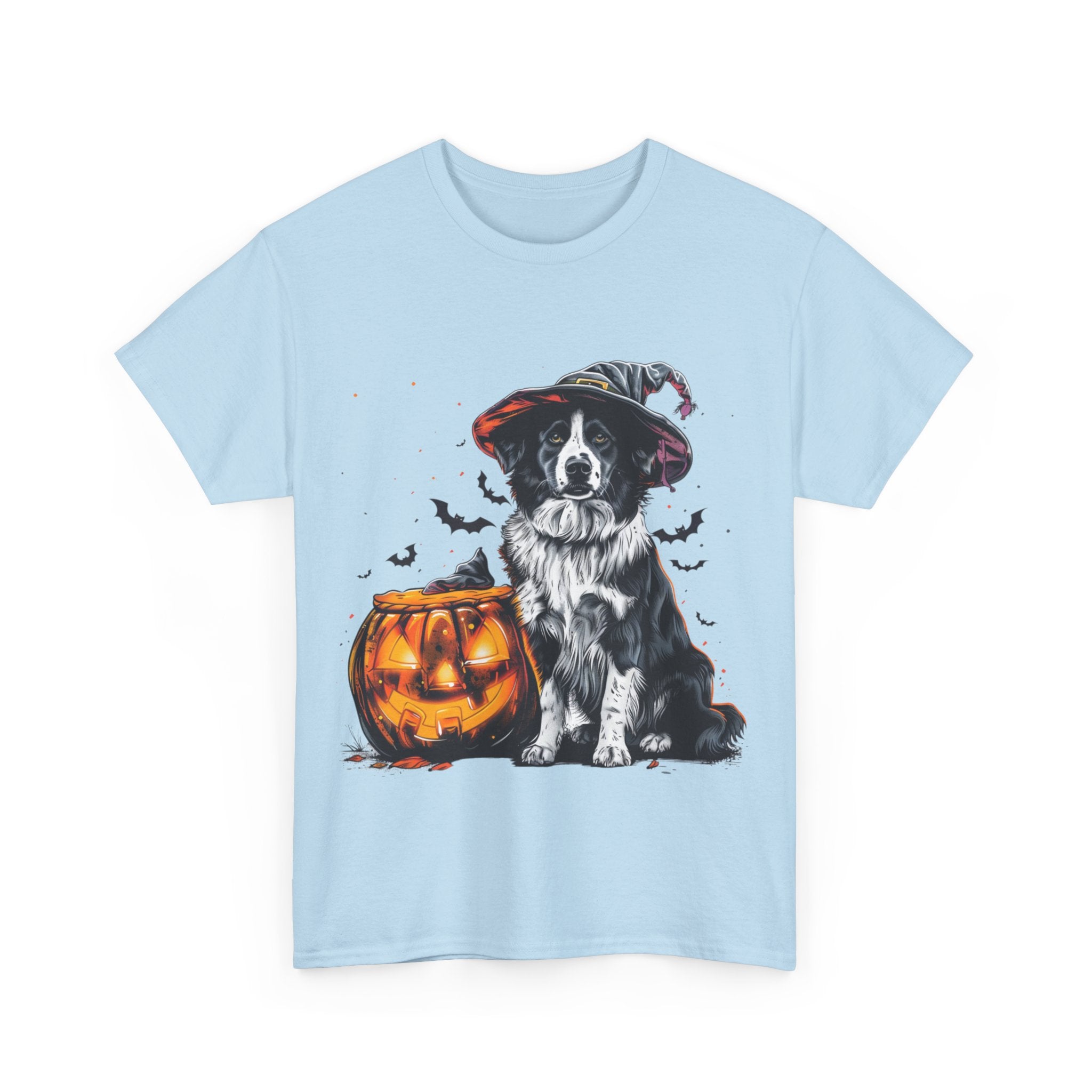 Printify T-Shirt Border Collie Halloween Witch Hat Tee – Unisex Cotton Shirt