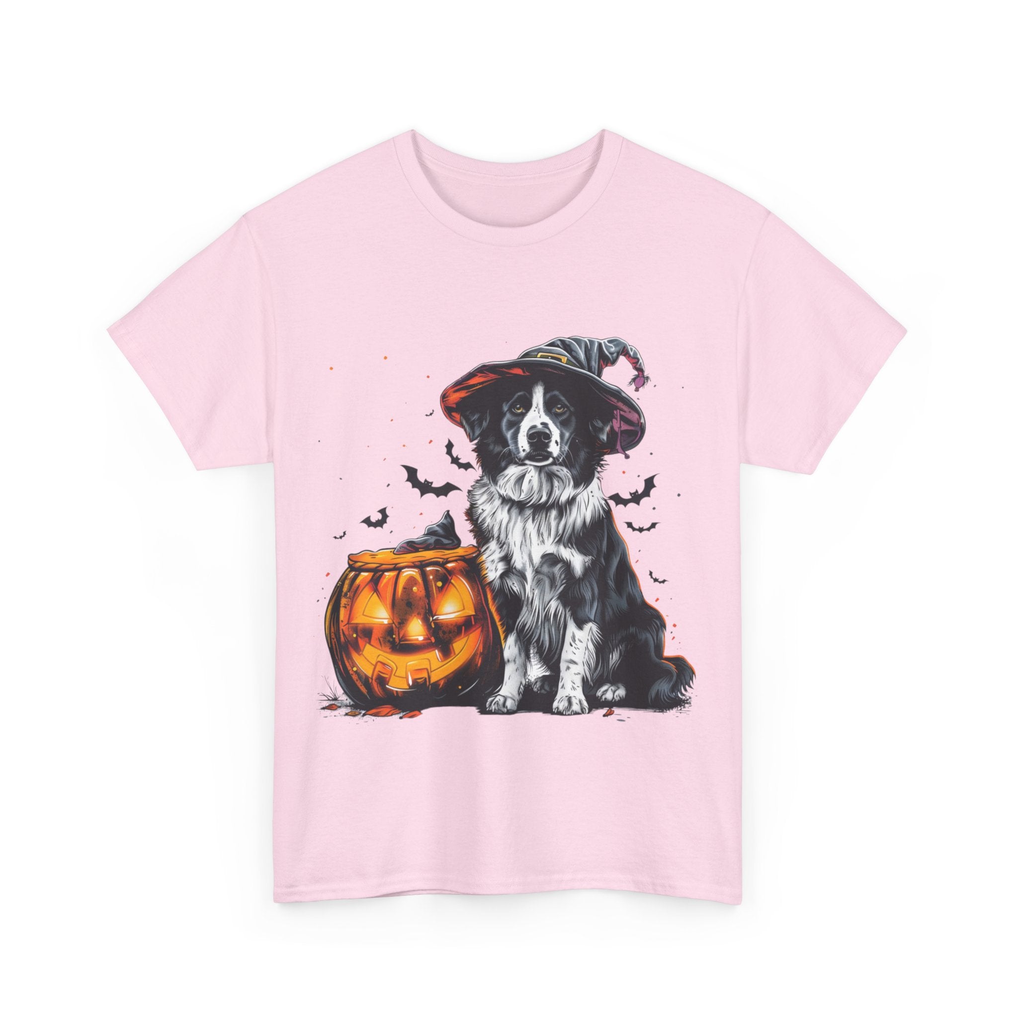 Printify T-Shirt Border Collie Halloween Witch Hat Tee – Unisex Cotton Shirt