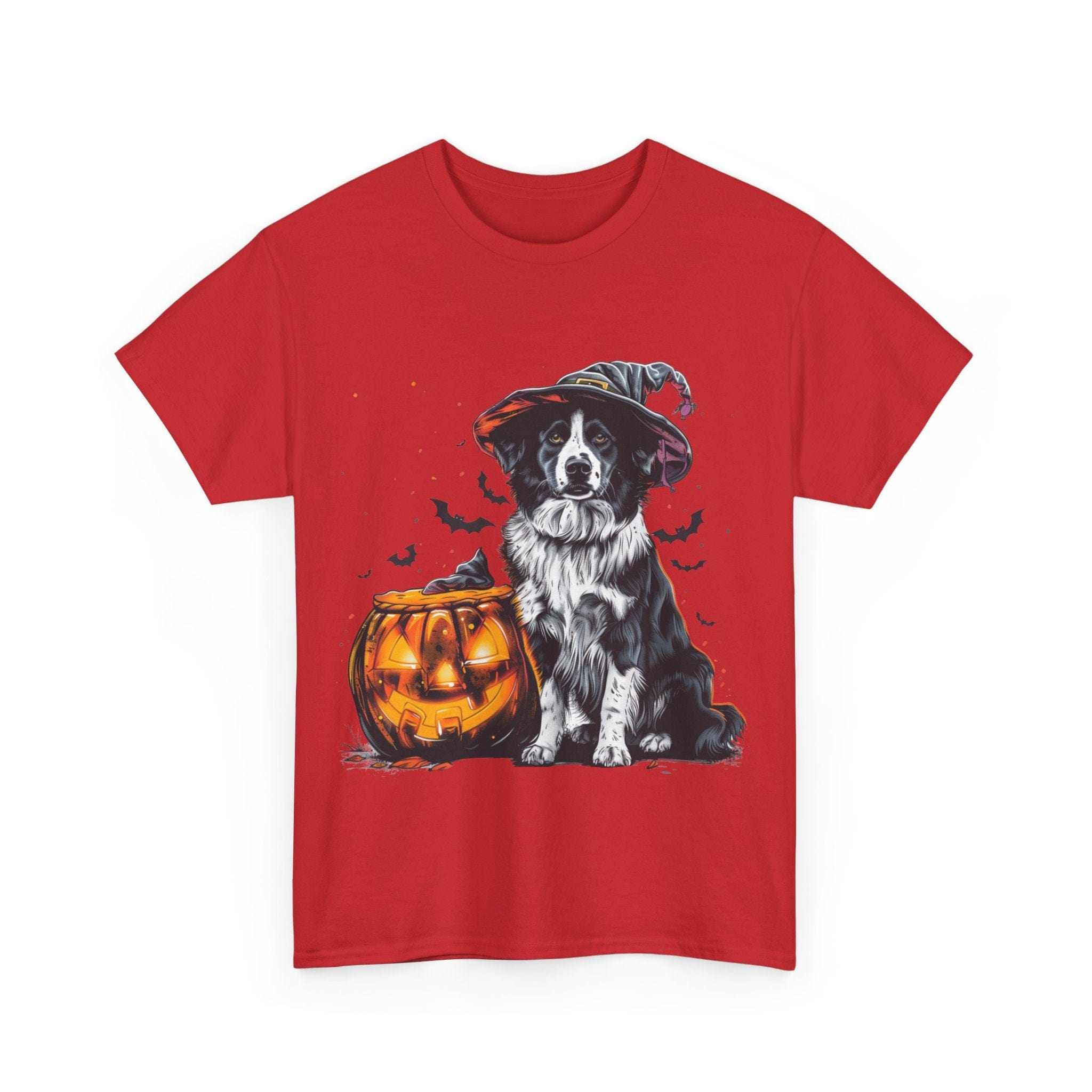 Printify T-Shirt Border Collie Halloween Witch Hat Tee – Unisex Cotton Shirt