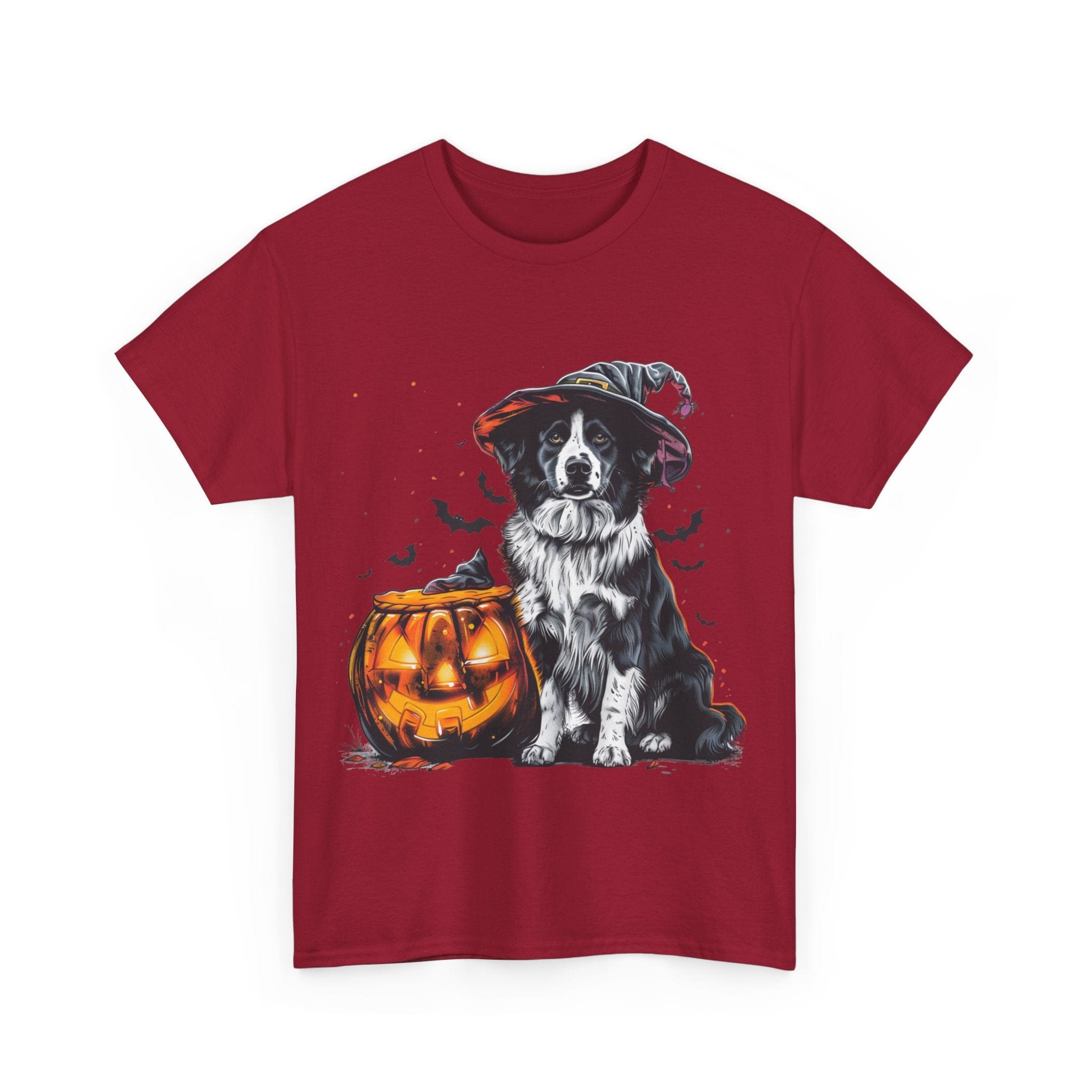 Printify T-Shirt Border Collie Halloween Witch Hat Tee – Unisex Cotton Shirt