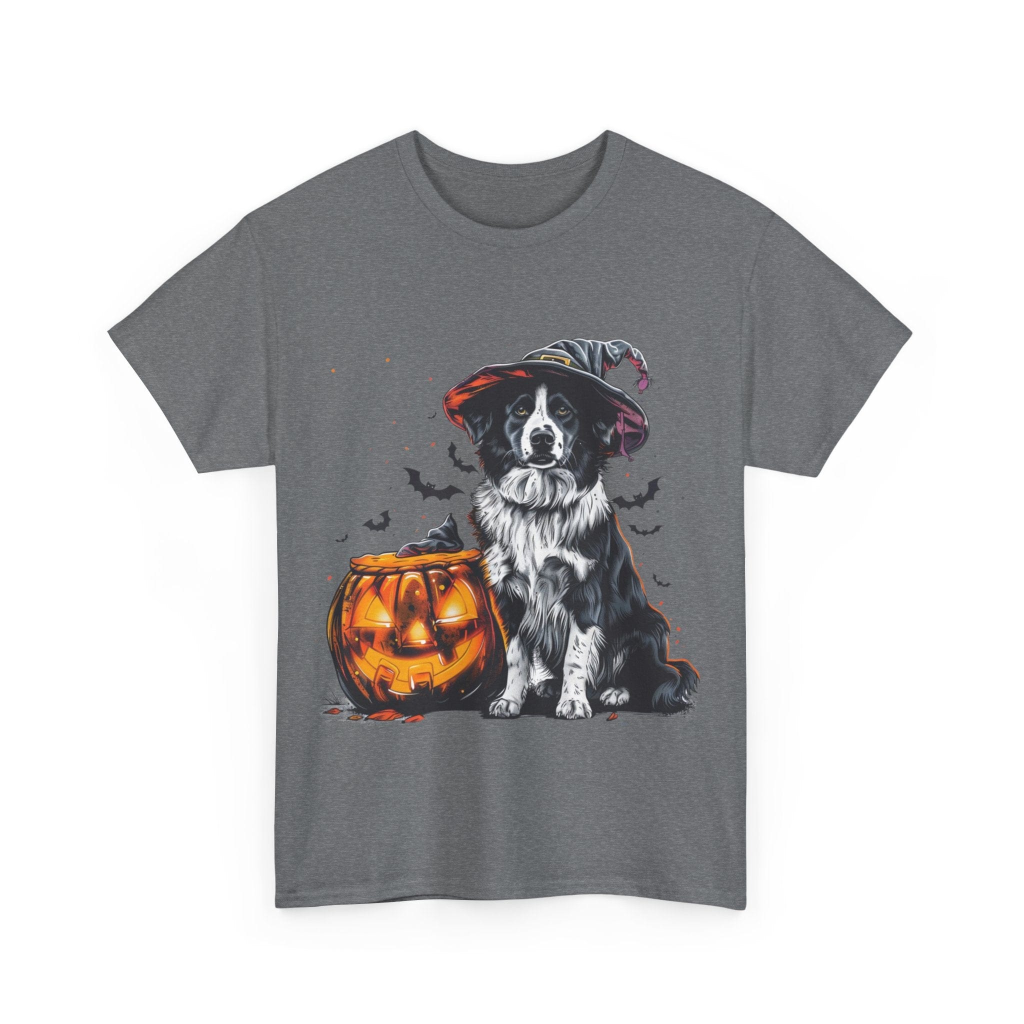 Printify T-Shirt Border Collie Halloween Witch Hat Tee – Unisex Cotton Shirt