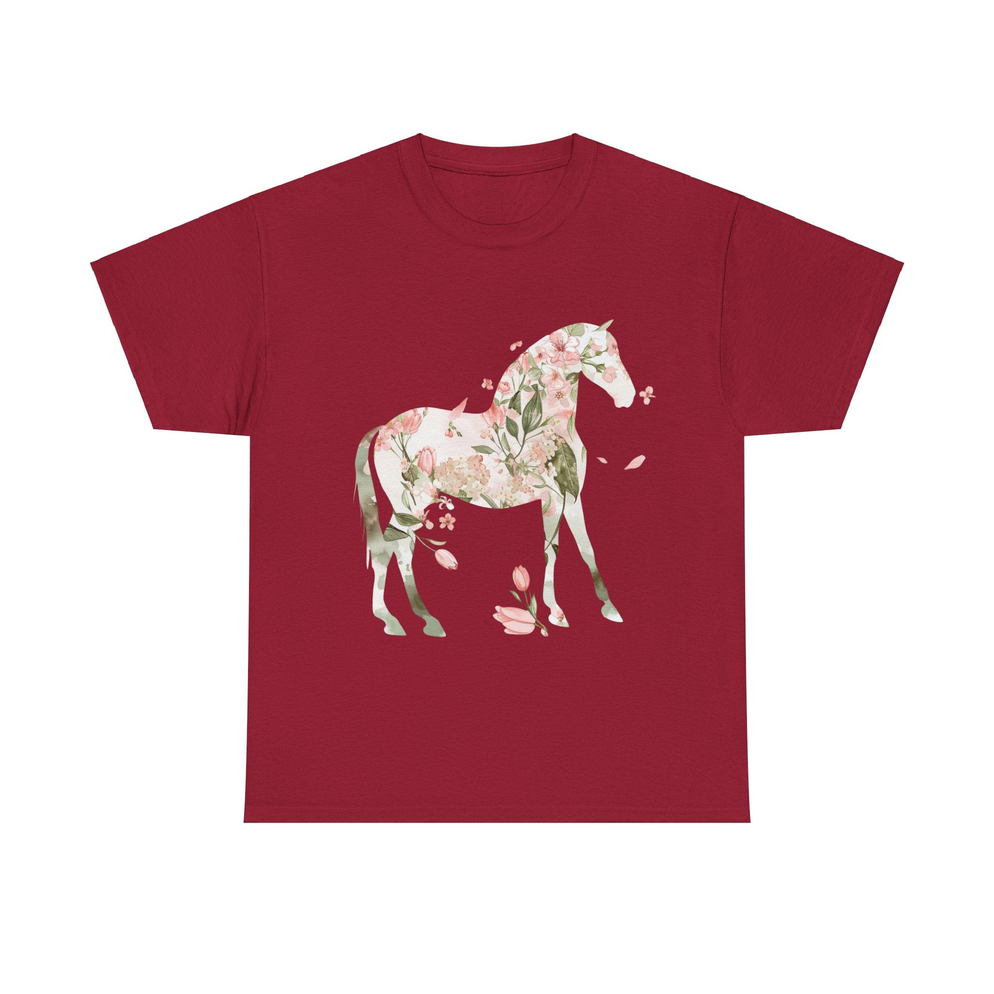 Printify T-Shirt Cardinal Red / L Floral Horse – Unisex Graphic Tee