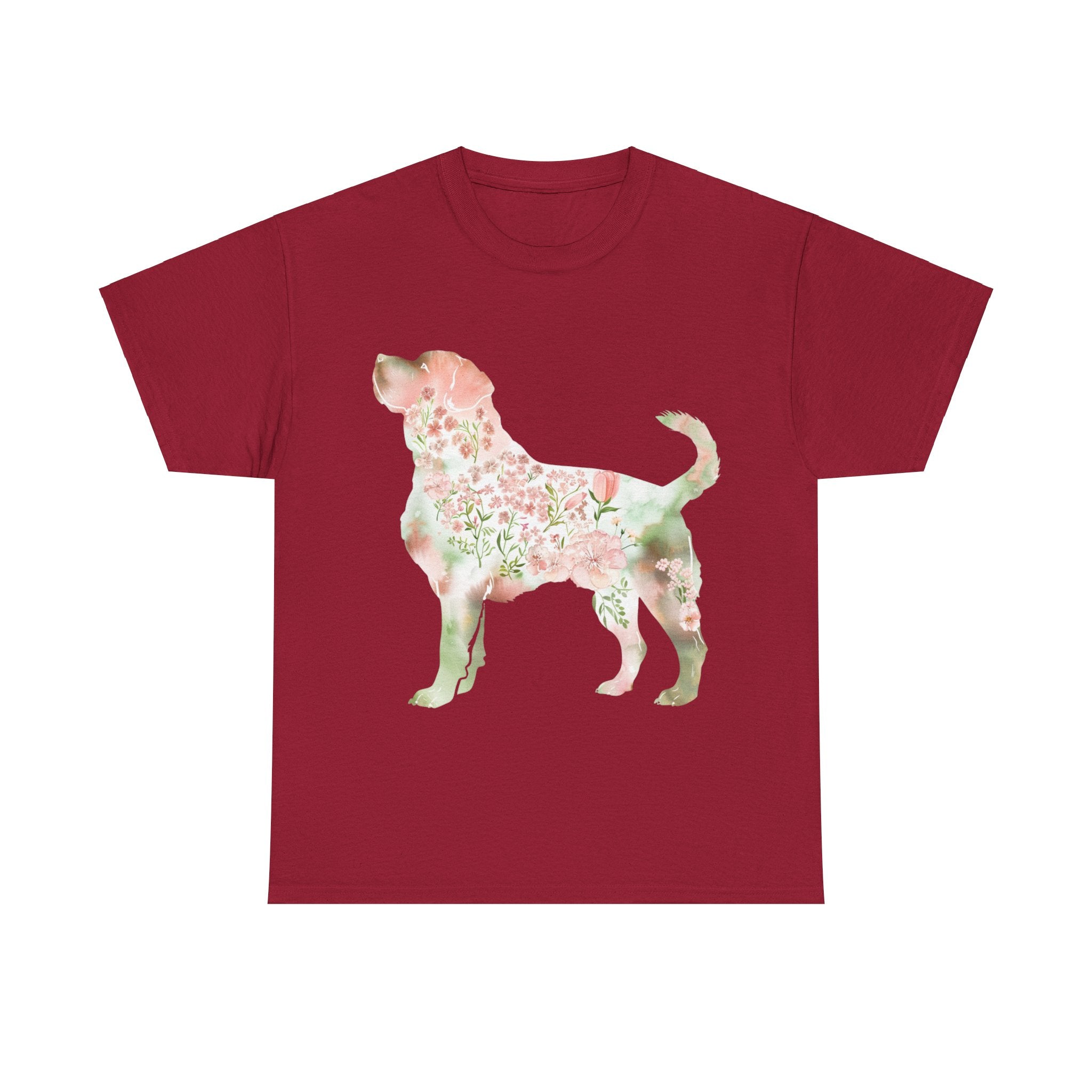 Printify T-Shirt Cardinal Red / L Floral Labrador Retriever Unisex Cotton Tee