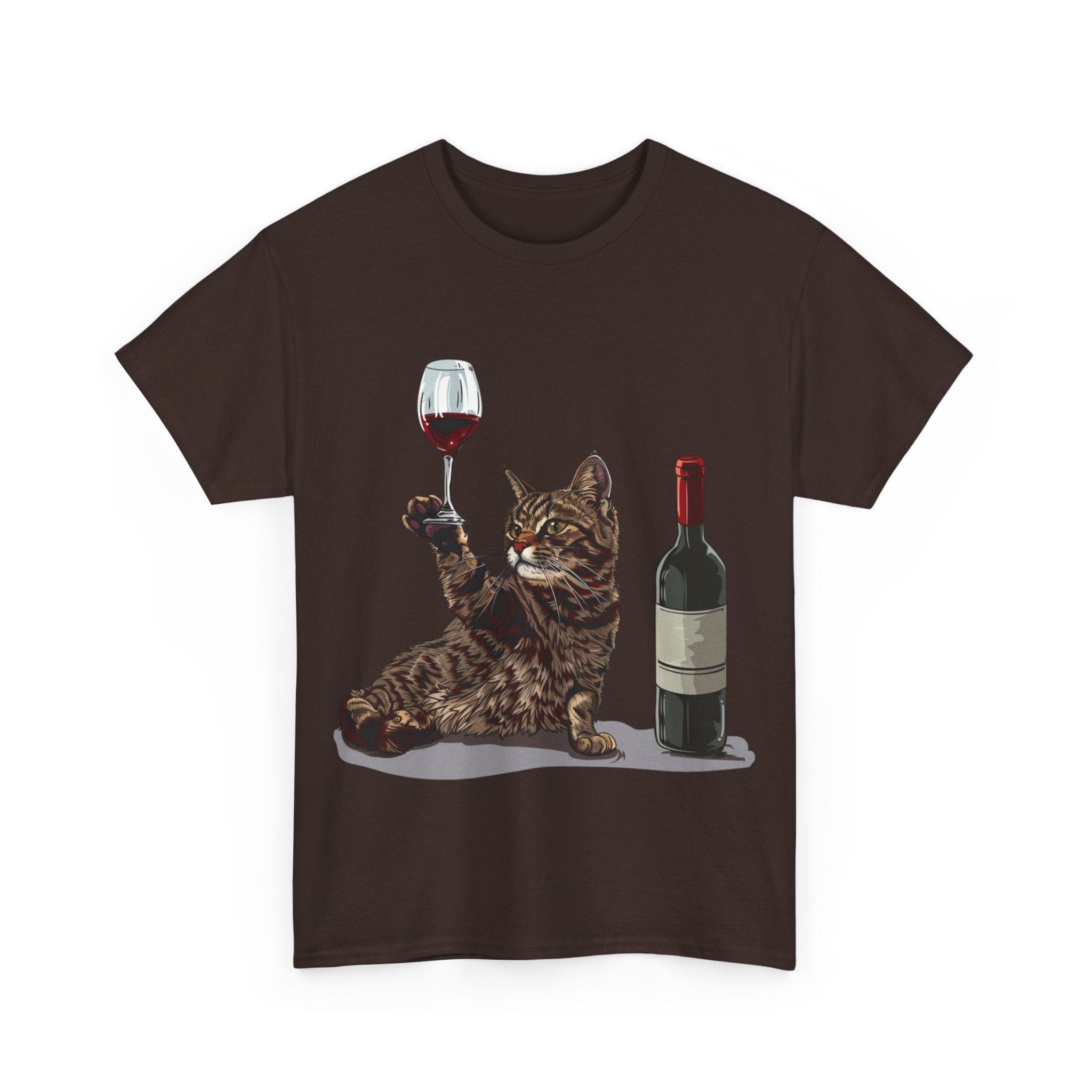 Printify T-Shirt Cat Wine Enthusiast Unisex Cotton Tee