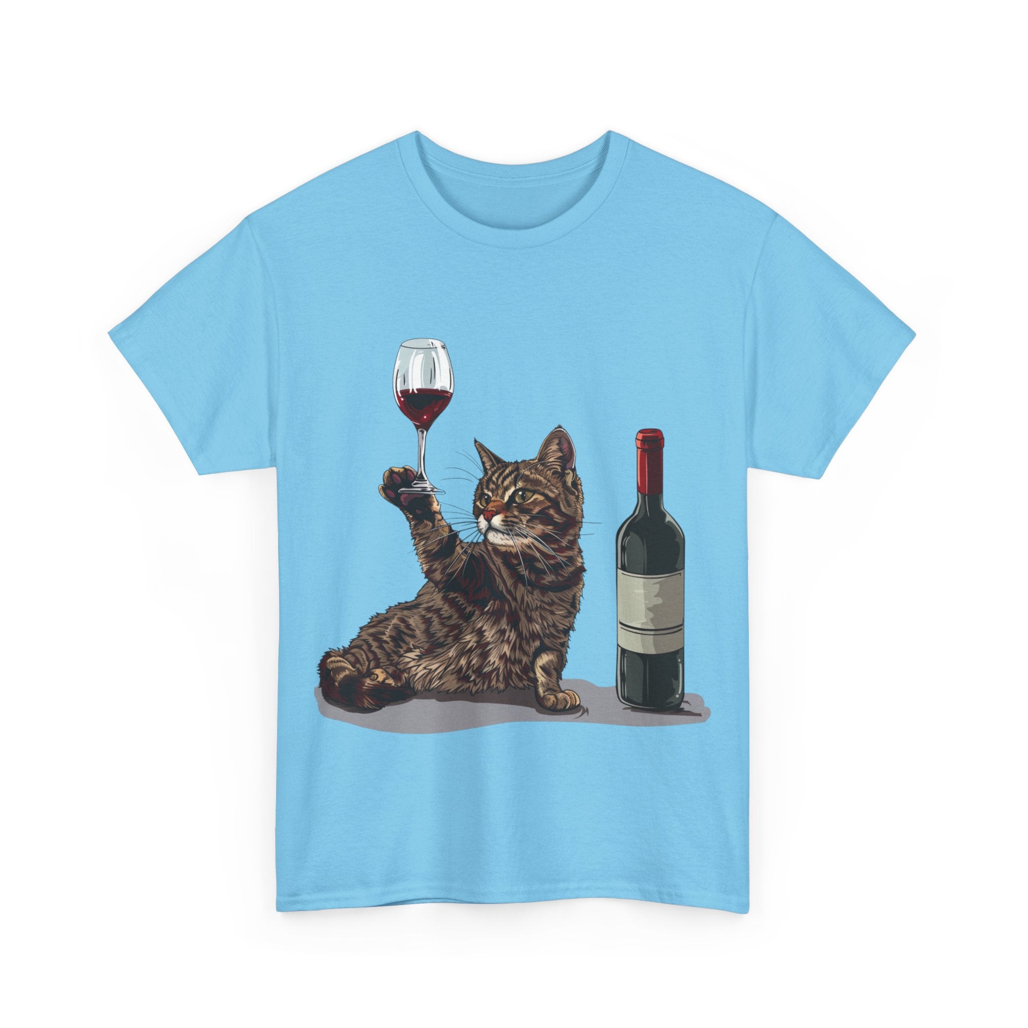 Printify T-Shirt Cat Wine Enthusiast Unisex Cotton Tee