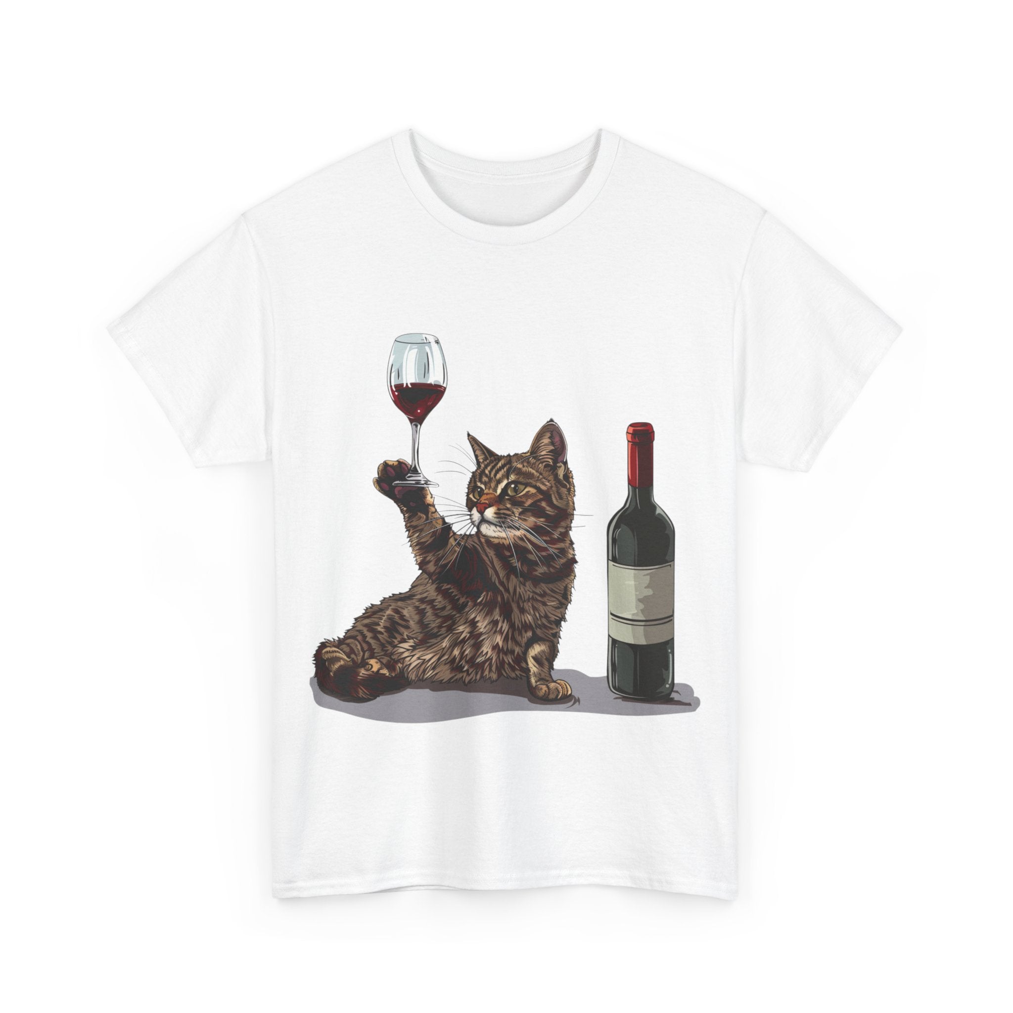 Printify T-Shirt Cat Wine Enthusiast Unisex Cotton Tee