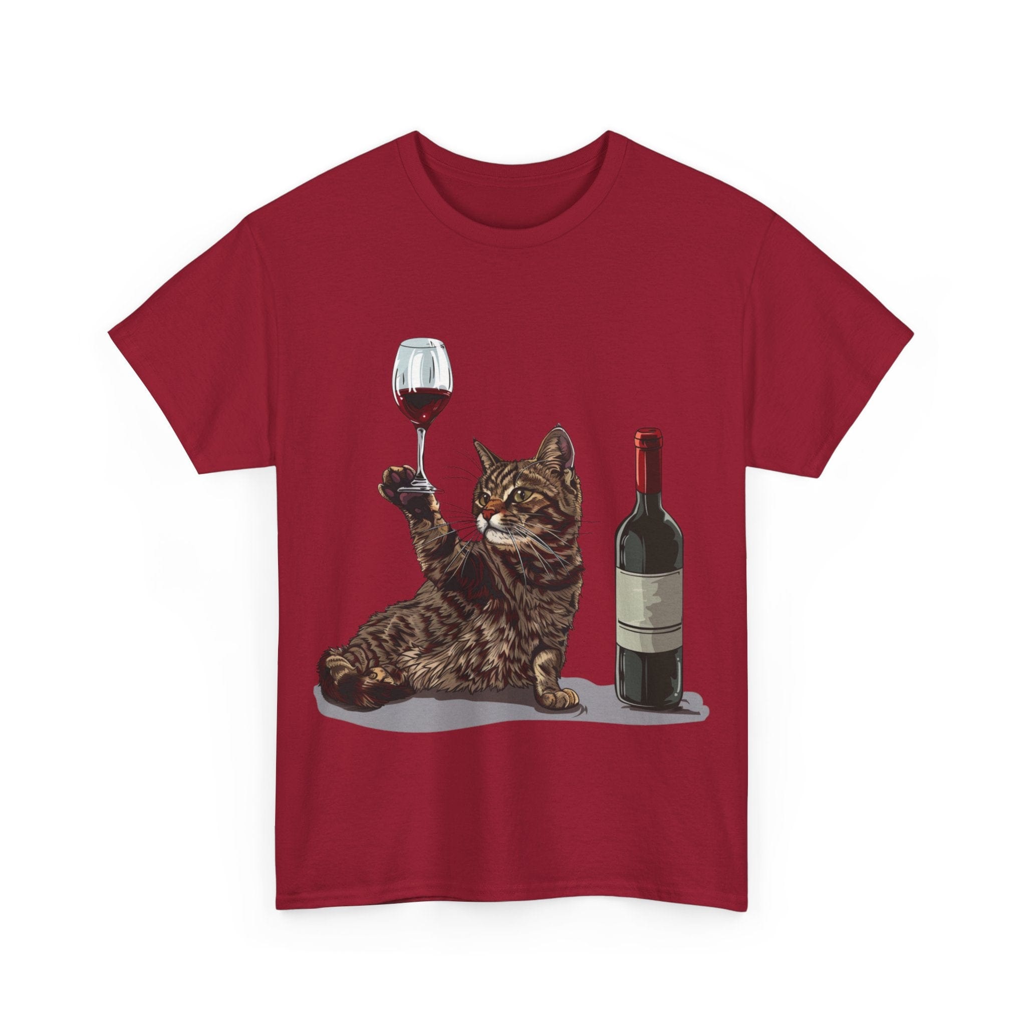 Printify T-Shirt Cat Wine Enthusiast Unisex Cotton Tee