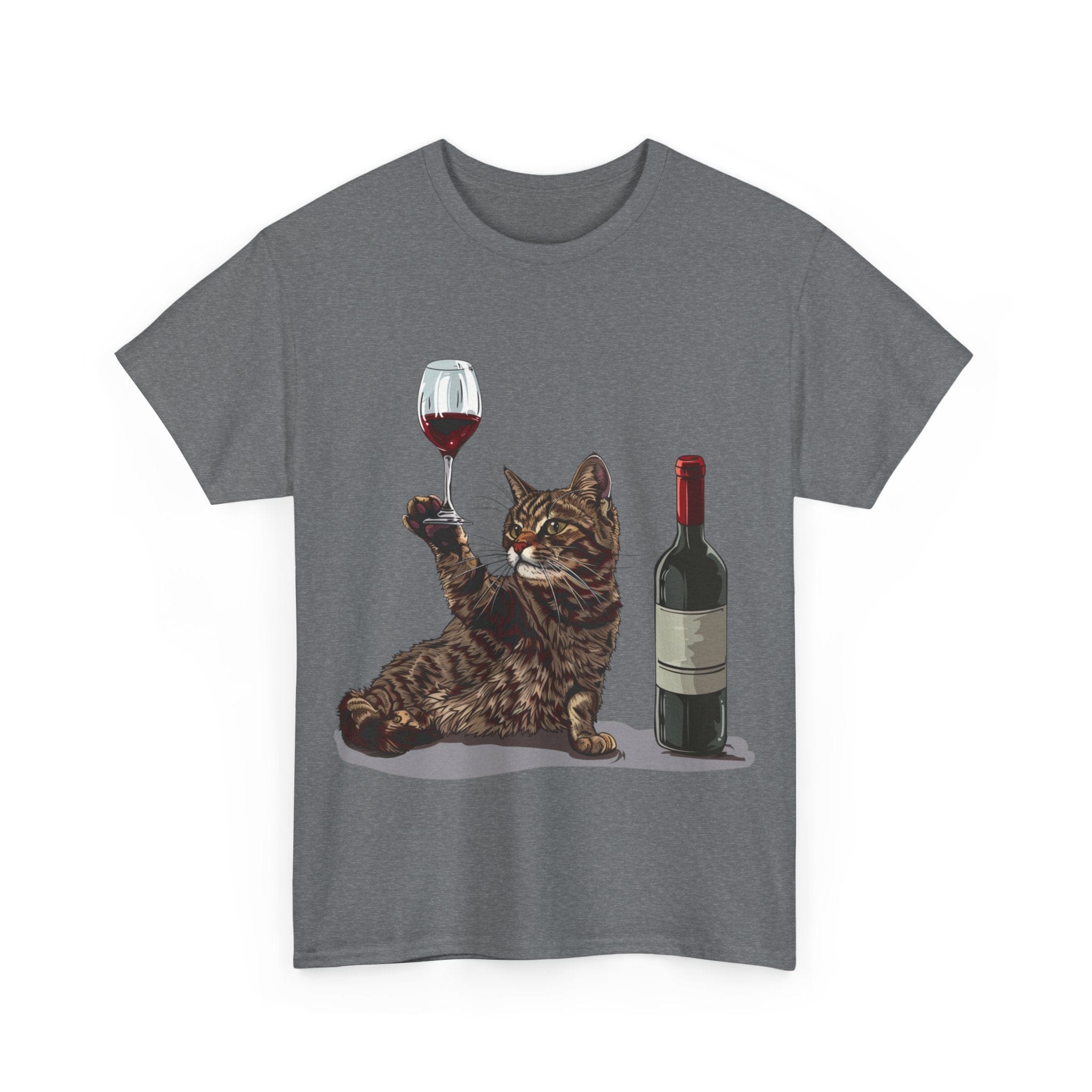 Printify T-Shirt Cat Wine Enthusiast Unisex Cotton Tee